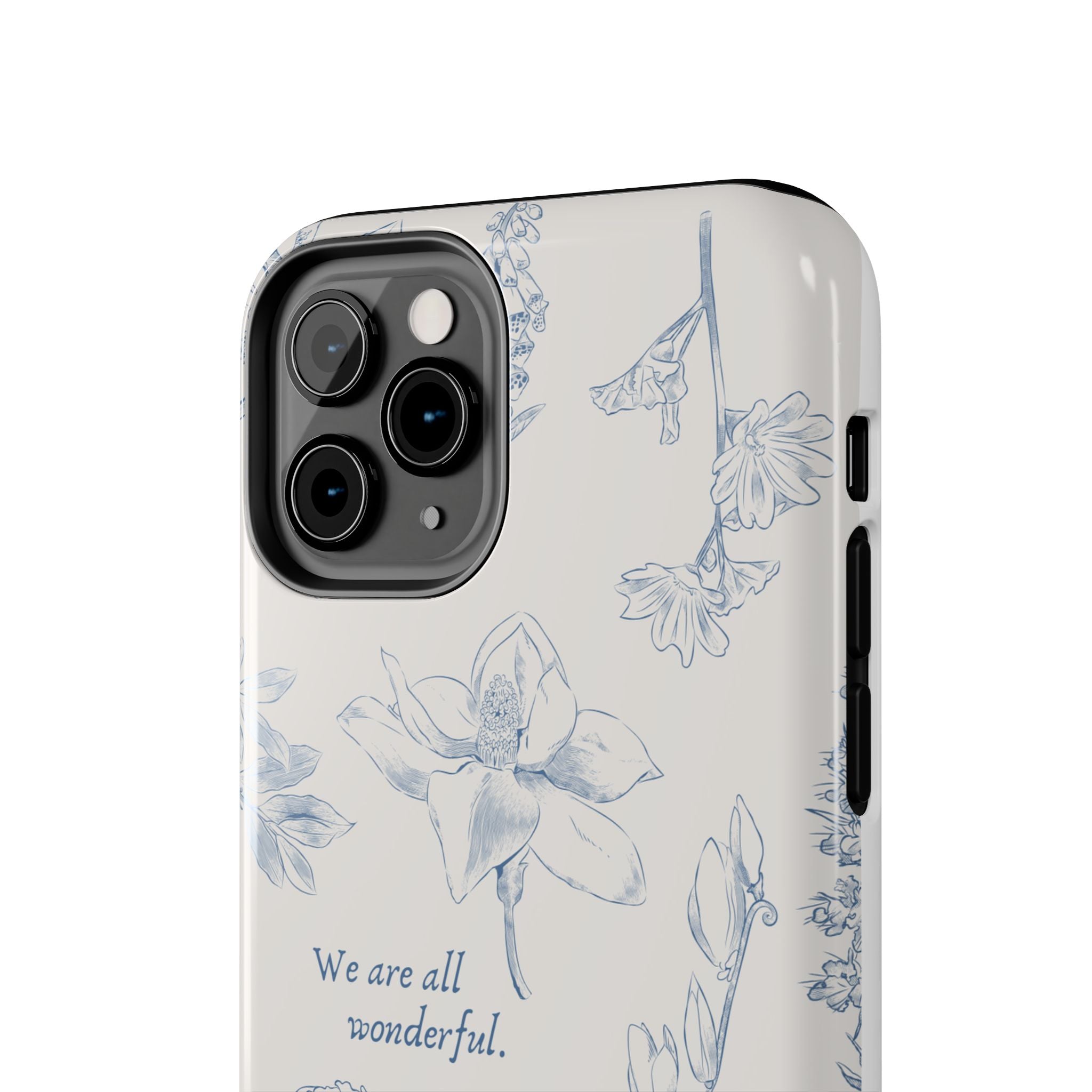 Dusty Blue Cream " We Are All Wonderfull", Elegant Phone Cases, Stylish Phone Covers, Chic Phone Protectors, Fashionable Case for Her, Trendy Smartphone Accessories