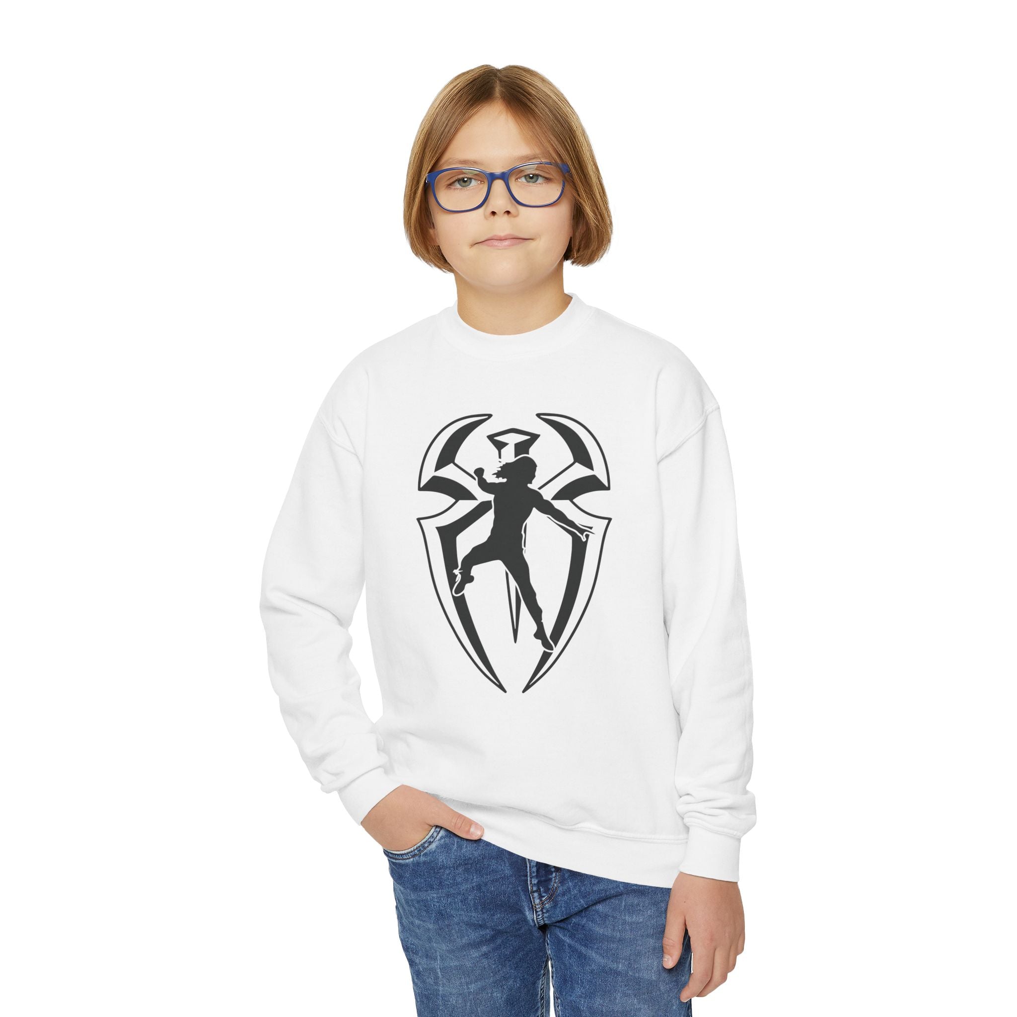 Roman Reigns Jump Graphic Logo Design, Youth Sports Fan Crewneck Sweatshirt for Kids, Perfect Gift for Kids, Unisex Sweatshirt, Casual Outwear