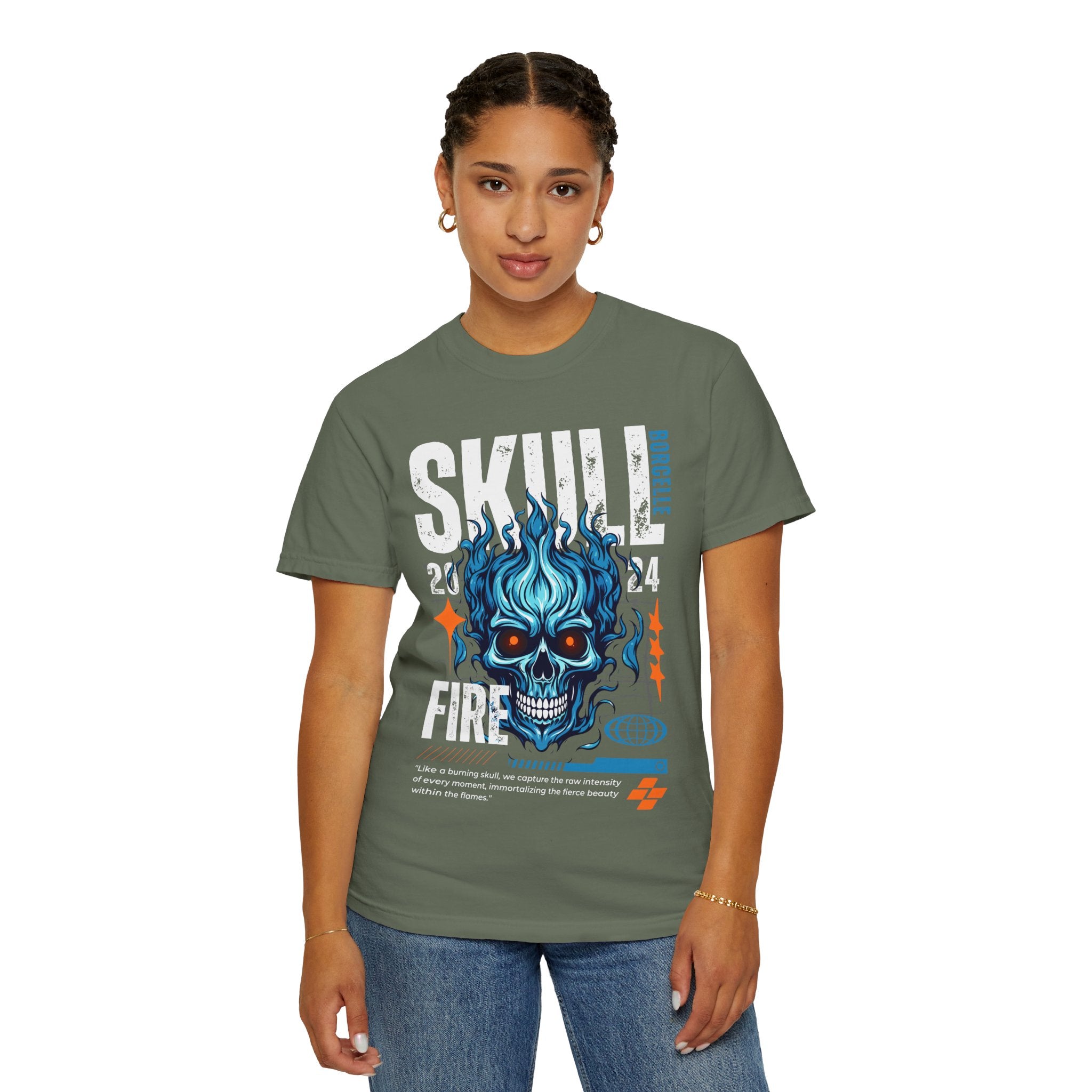 Skull Fire, Graphic Design Unisex T-shirt, Casual Cotton Outwear, Gift for Him- Gift for Her, Stylish Tee, Cool Shirt, Trendy Apparel, Comfortable Top,