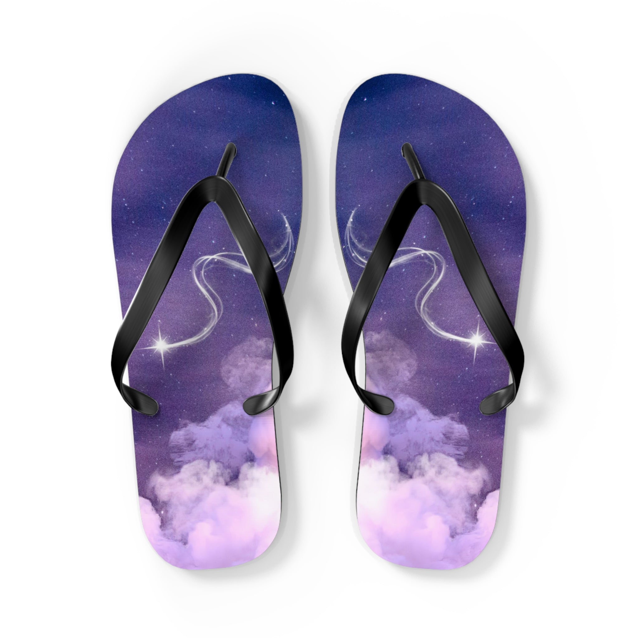 Purple Pink Magic Stars Design, Flip Flops for Women, Cute Designs, Everyday Use, Indoor Sleepers