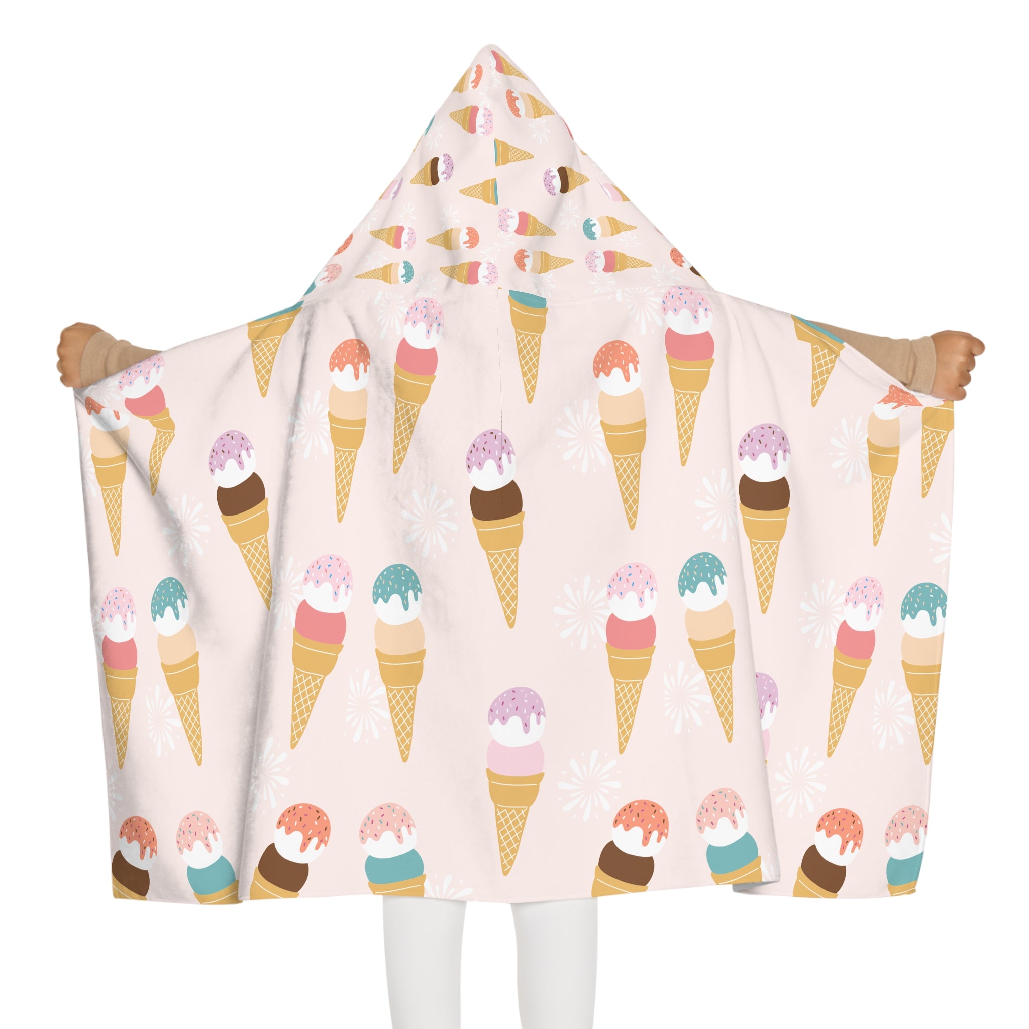 Ice Cream Design Hooded Towel, Cute Designs - Youth Hooded Towel