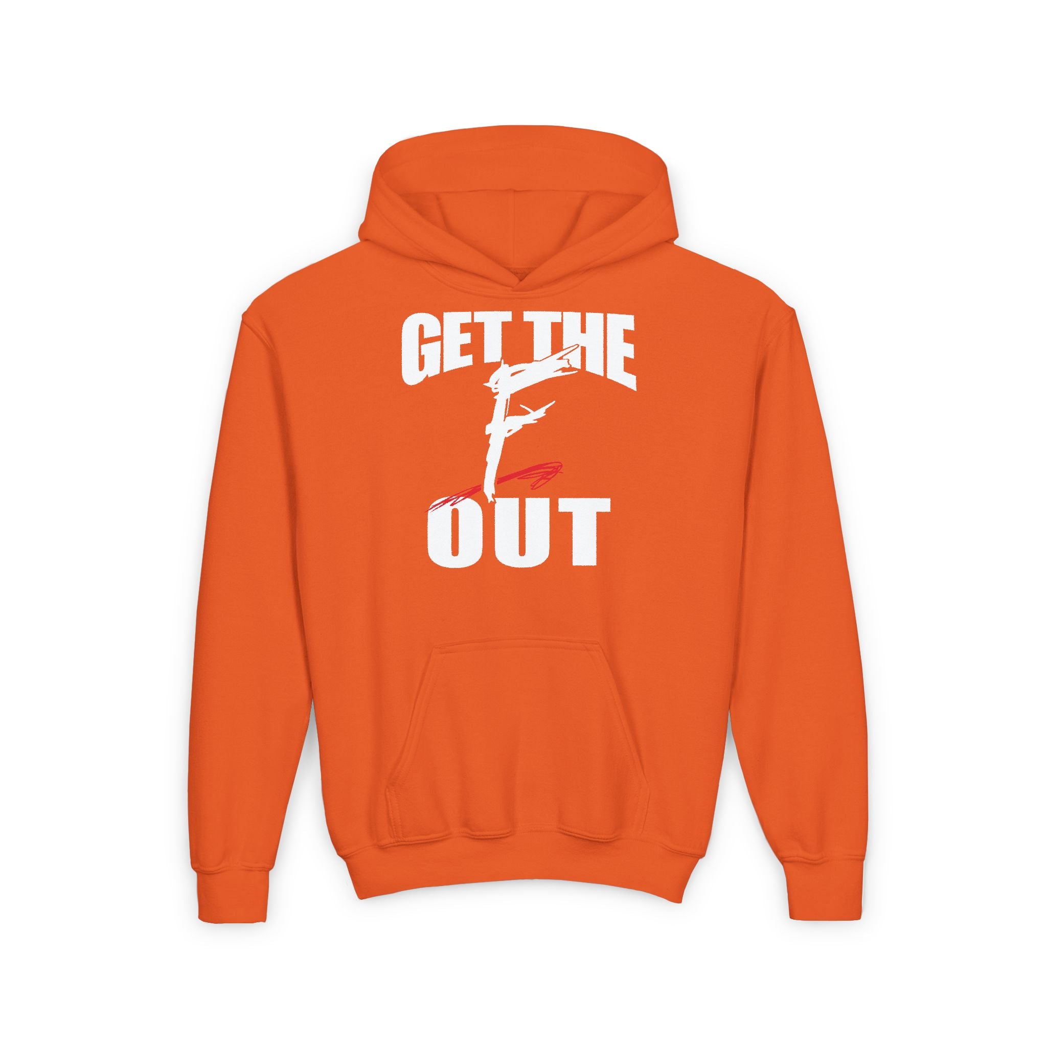 "Get The F Out" Graphic Design, Sports Fan Kids Hoodies - Youth Heavy Blend Hooded Sweatshirt, Unisex Wrestling Fan Hoodies, Gift for Her-Him, Casual Outwear