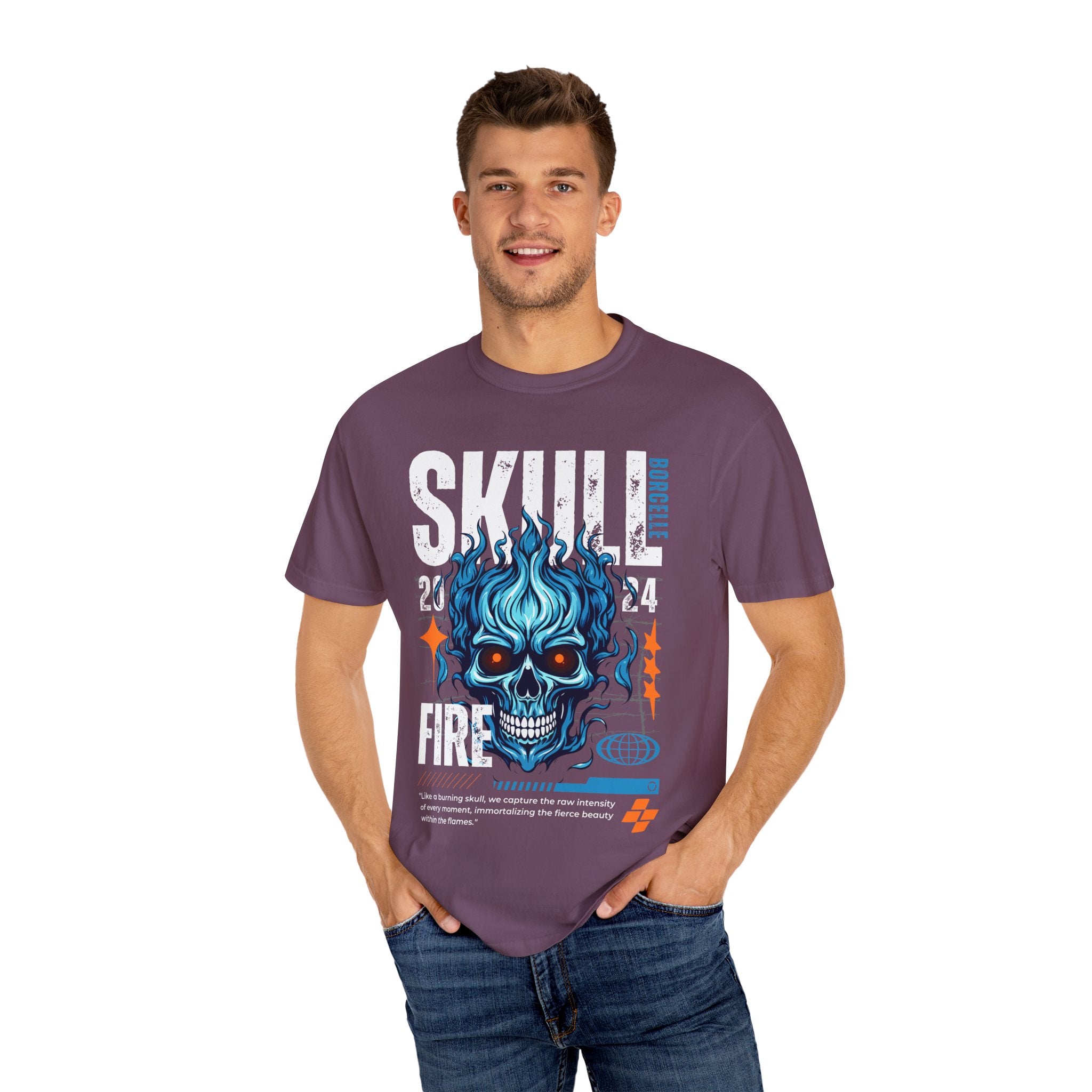 Skull Fire, Graphic Design Unisex T-shirt, Casual Cotton Outwear, Gift for Him- Gift for Her, Stylish Tee, Cool Shirt, Trendy Apparel, Comfortable Top,