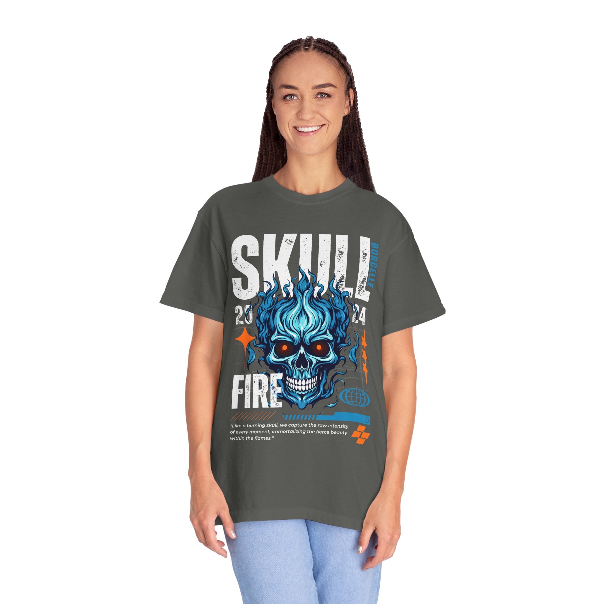 Skull Fire, Graphic Design Unisex T-shirt, Casual Cotton Outwear, Gift for Him- Gift for Her, Stylish Tee, Cool Shirt, Trendy Apparel, Comfortable Top,