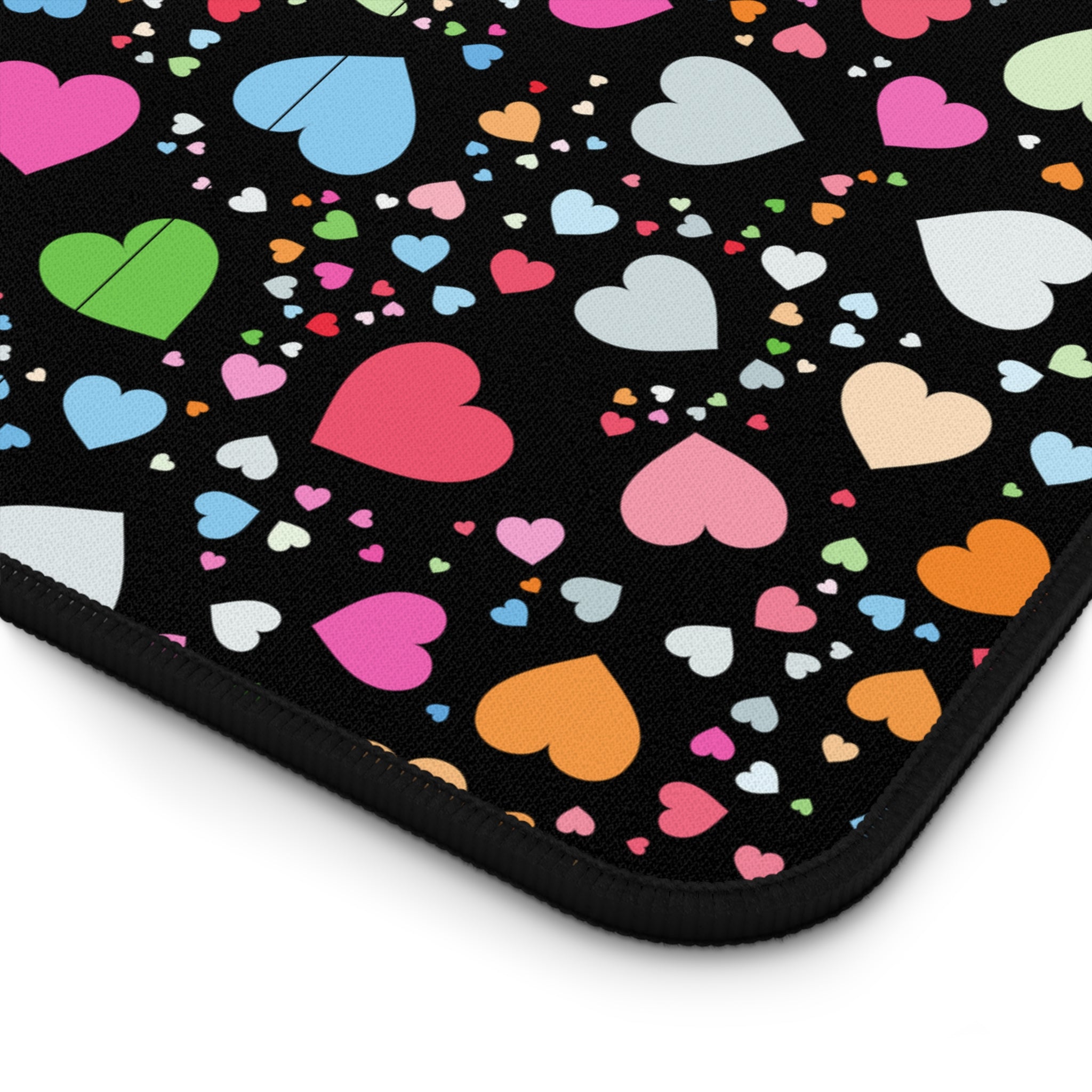 Colorful Heart Pattern, Valentines Gift, Mouse Pad, Desk Matt for Desktop, Cute Desk Pad Mat, XXL Large Mouse Pad for Desk, Anti-Slip Big Mousepad with Stitched Edges, Keyboard Pad Mouse Mat for Computer