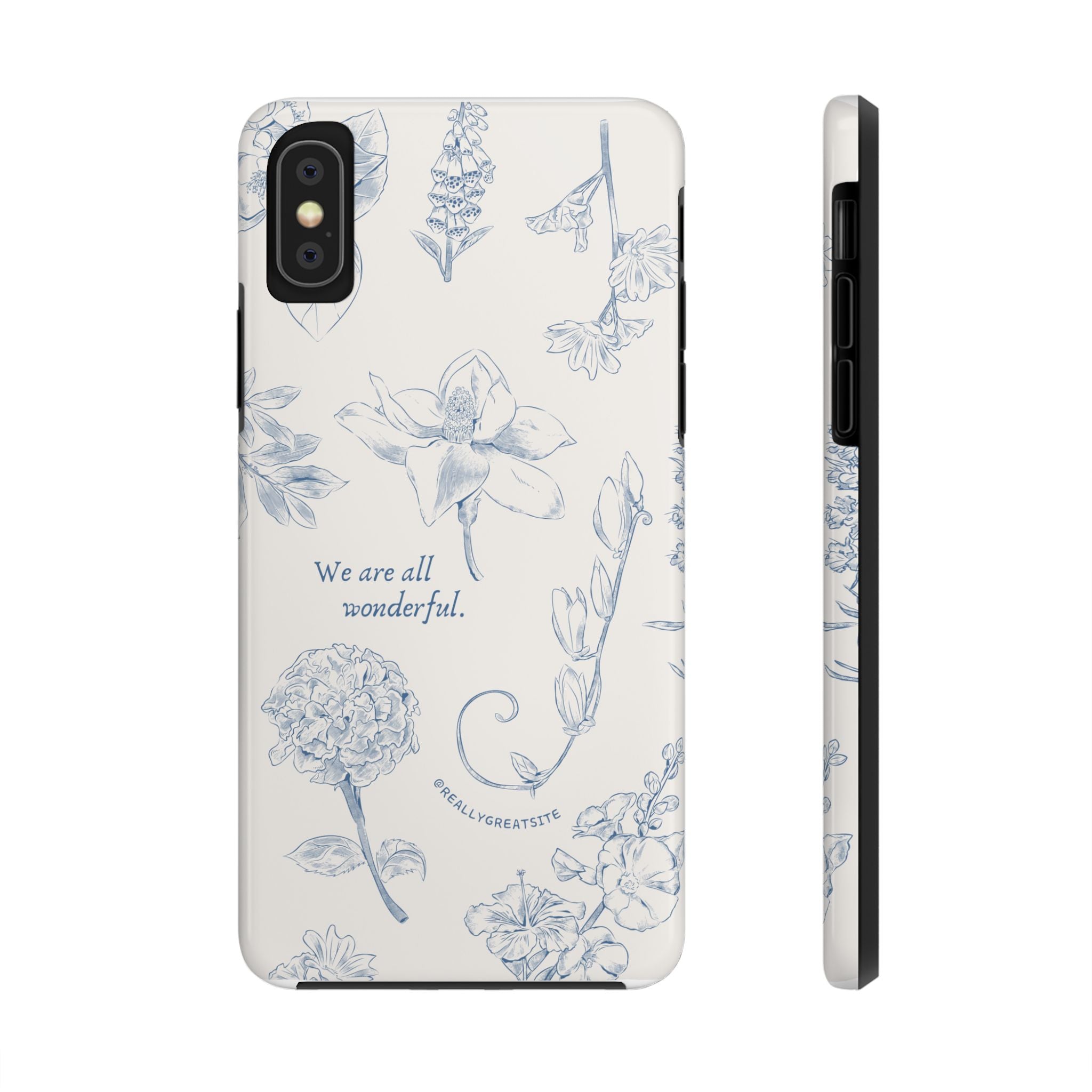 Dusty Blue Cream " We Are All Wonderfull", Elegant Phone Cases, Stylish Phone Covers, Chic Phone Protectors, Fashionable Case for Her, Trendy Smartphone Accessories