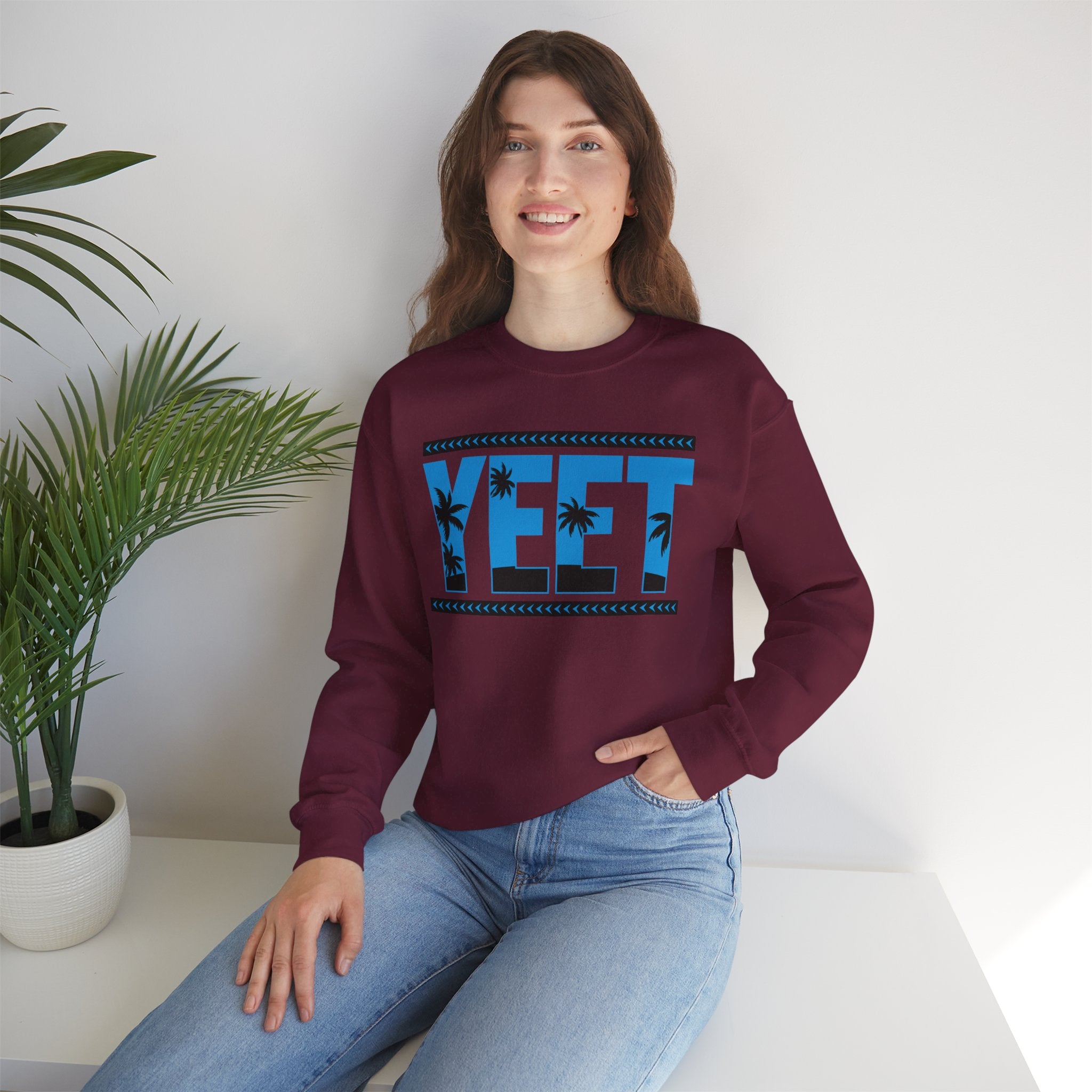 Blue Black Yeet Sweatshirt, Wrestling Fan Unisex Sweatshirt - Gift for Him or Her, Casual Outwear, Heavy Blend Crewneck Sweatshirt