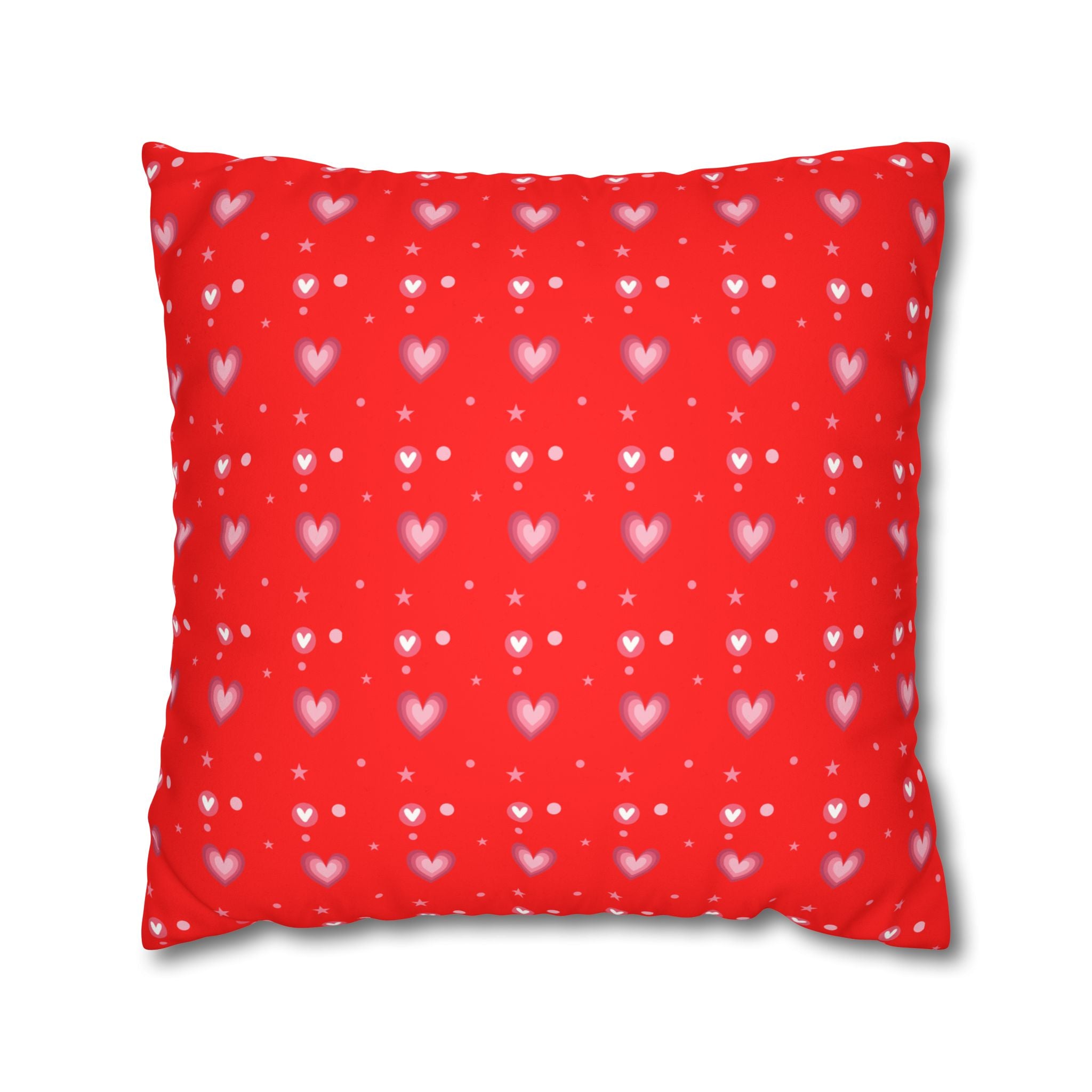 Square Pillowcase - Hearts Valentines - Decorative Pillows Cushion Covers for Couch Chair Bedroom Valentines Decorative, Faux Suede, Home Decor