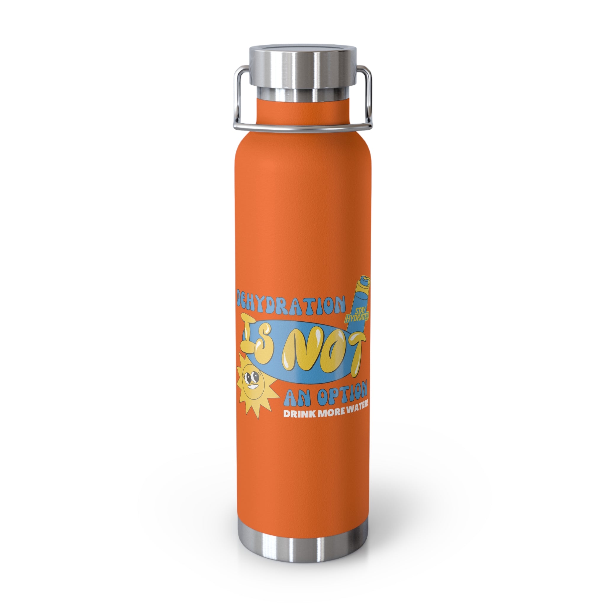 "Stay Hydrated" Copper Water Bottle, Inspirational Quote, Gift Tumbler, 22oz, Motivational Drinkware, Stainless Steel Thermos