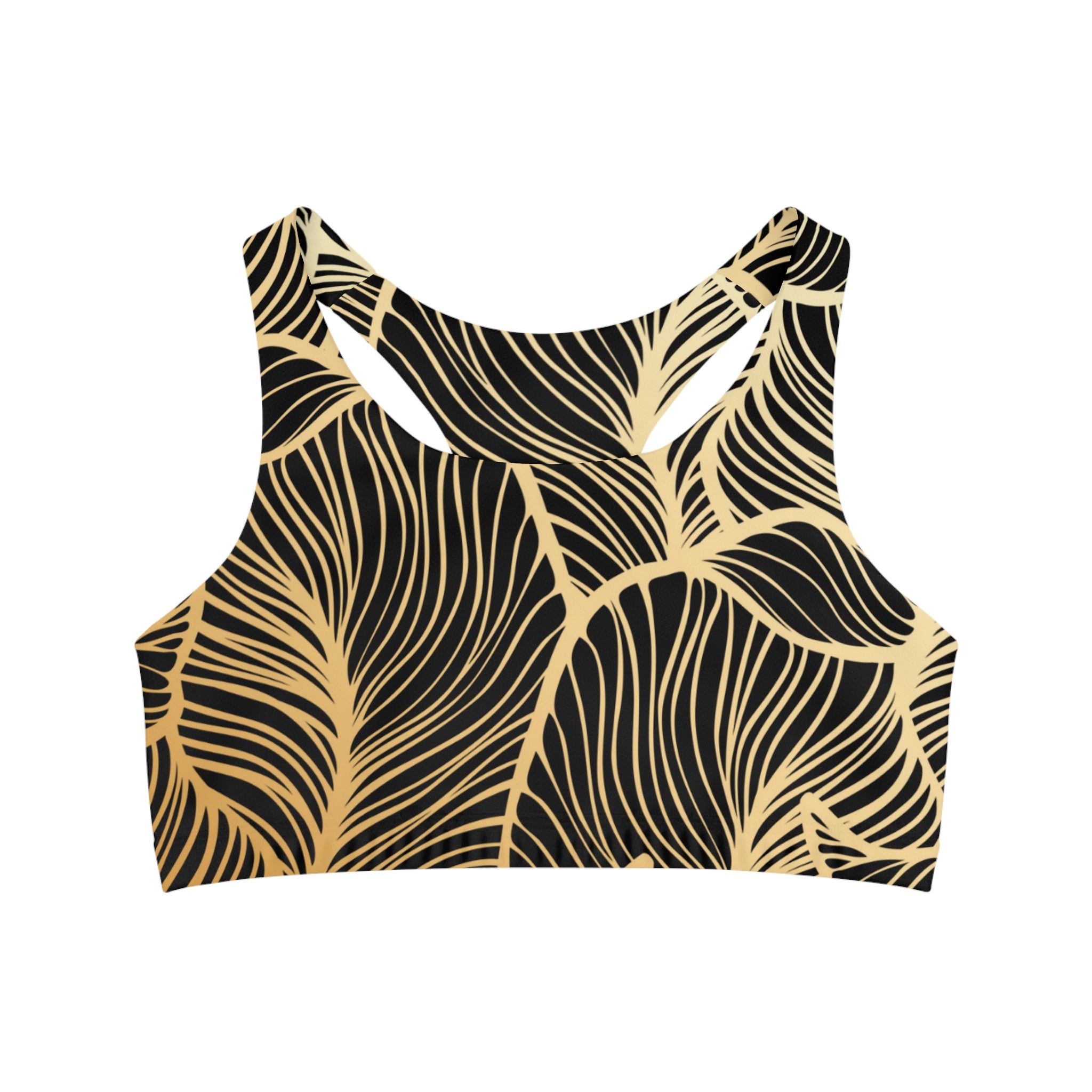 Black Gold, Racerback Sports Bra for Women - High Impact Workout Crop Tank Top