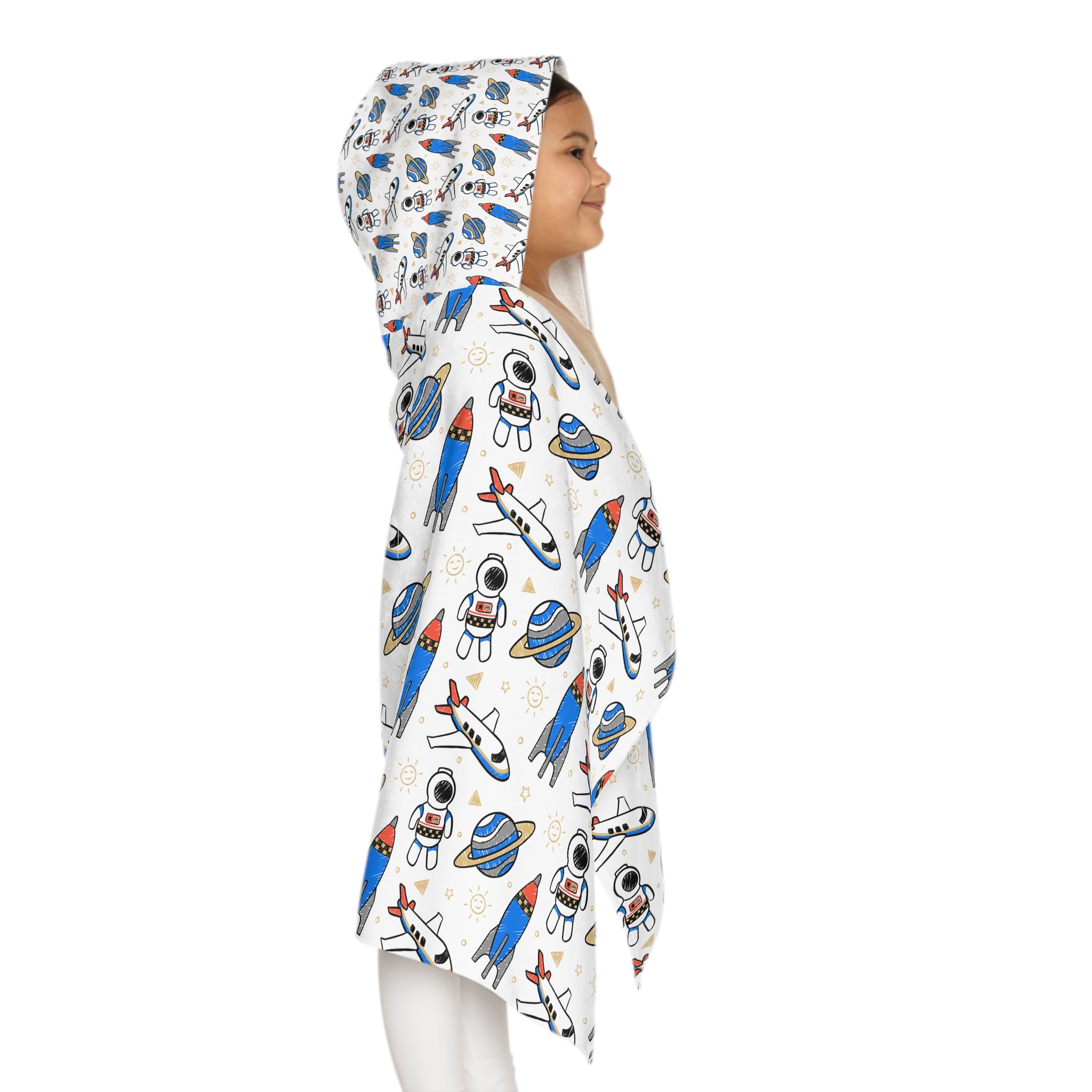 Airplanes and Space Design Hooded Towel, Cute Designs - Youth Hooded Towel