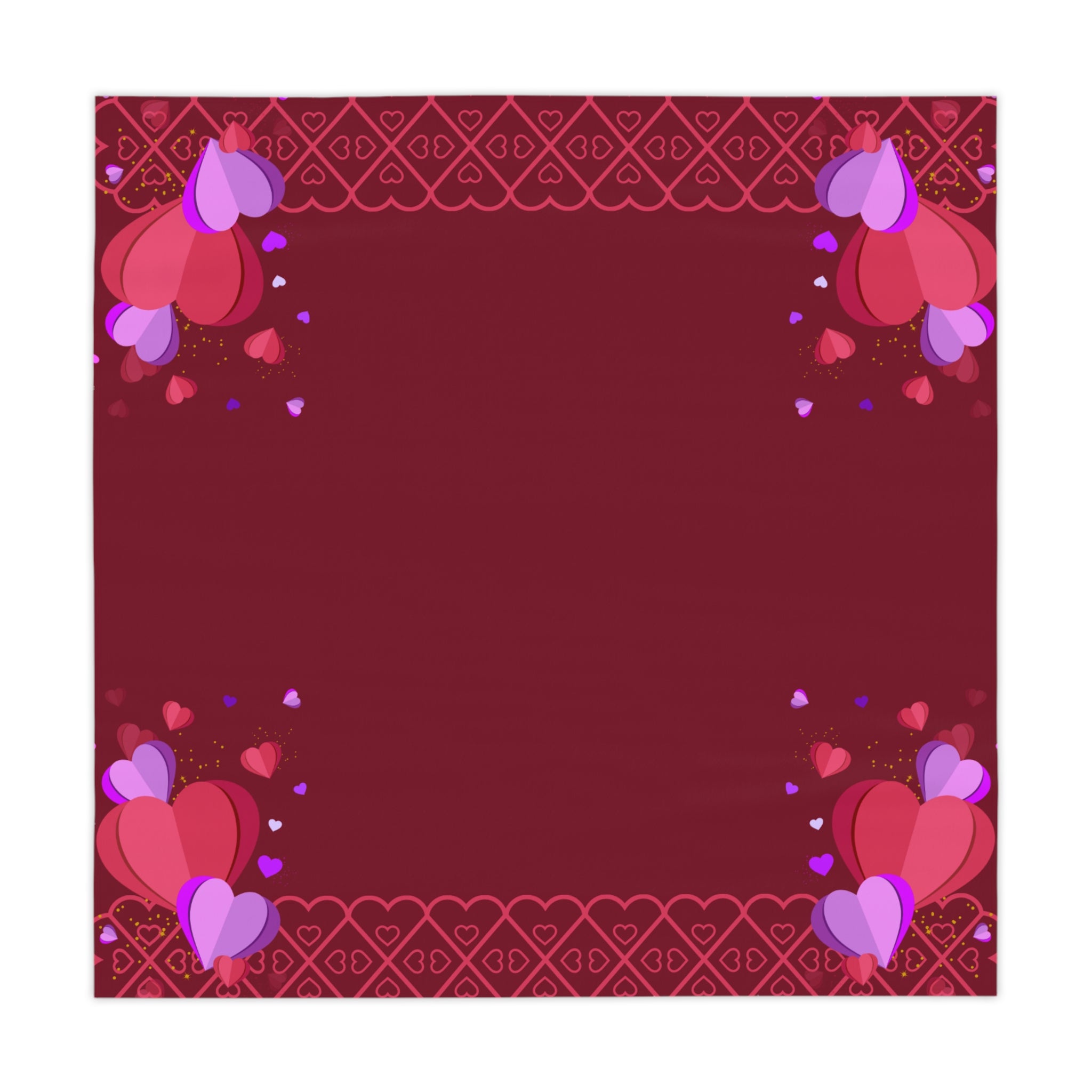 Red and Purple Hearts Valentine's Day Tablecloth, Romantic Table Cover, Washable Tablecloth for Party, Picnic, Dinner Date Decor, Valentines Day