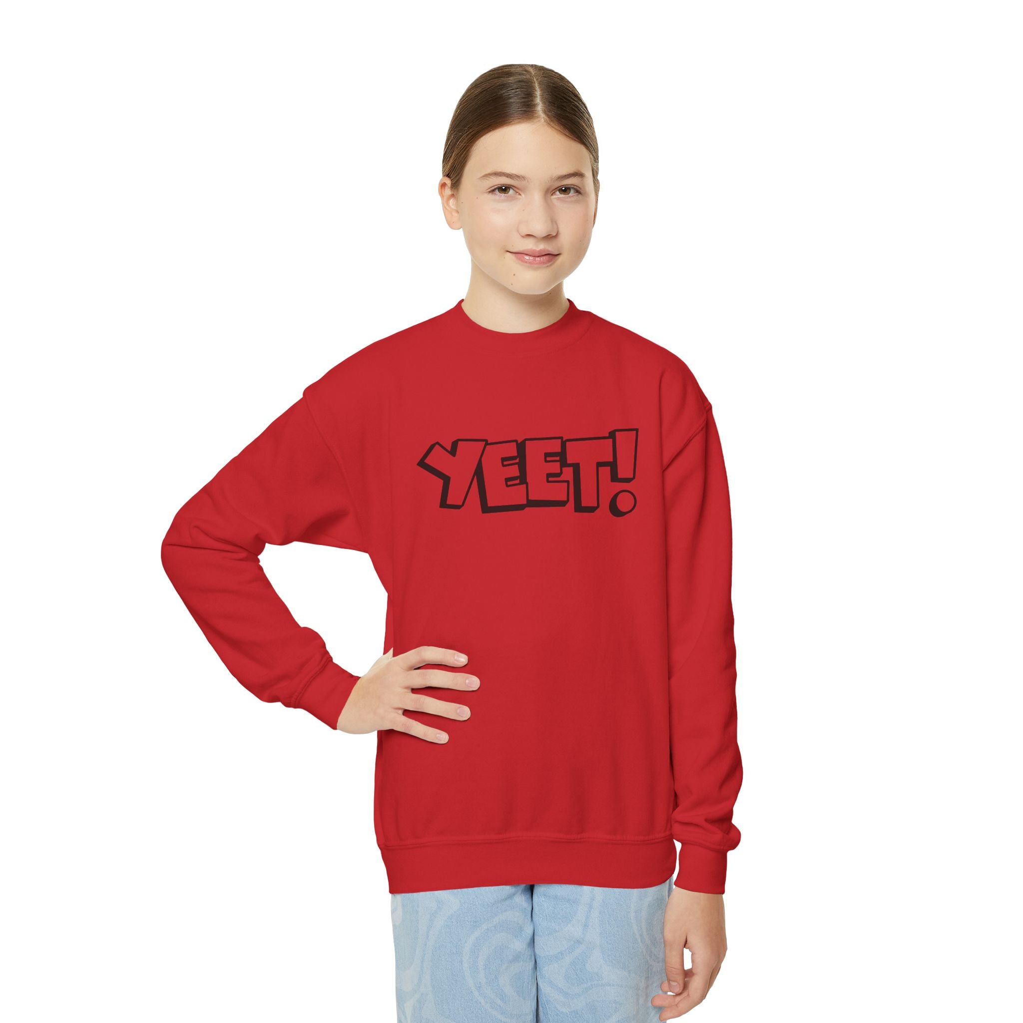 Yeet, Youth Sports Fan Crewneck Sweatshirt for Kids, Perfect Gift for Kids, Unisex Sweatshirt, Casual Outwear, Graphic Sweatshirt