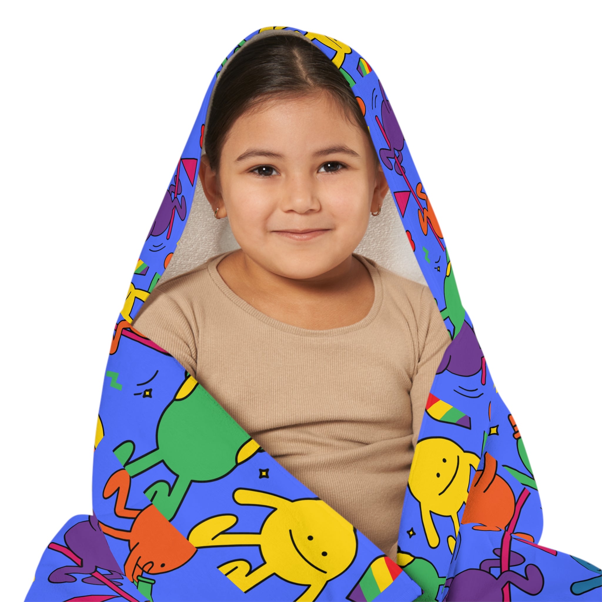 Colorful Cartoon Design Hooded Towel, Cute Designs - Youth Hooded Towel