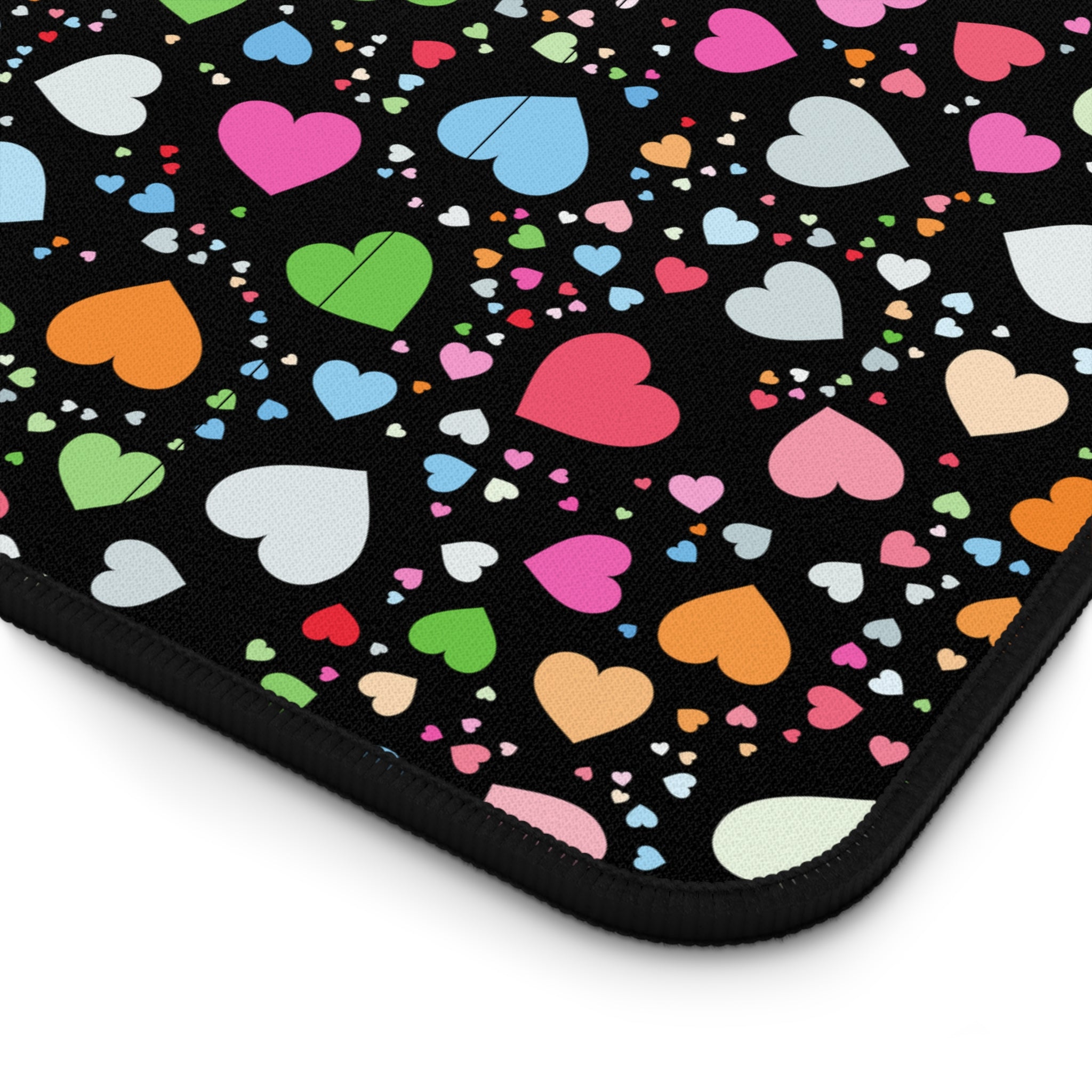 Colorful Heart Pattern, Valentines Gift, Mouse Pad, Desk Matt for Desktop, Cute Desk Pad Mat, XXL Large Mouse Pad for Desk, Anti-Slip Big Mousepad with Stitched Edges, Keyboard Pad Mouse Mat for Computer