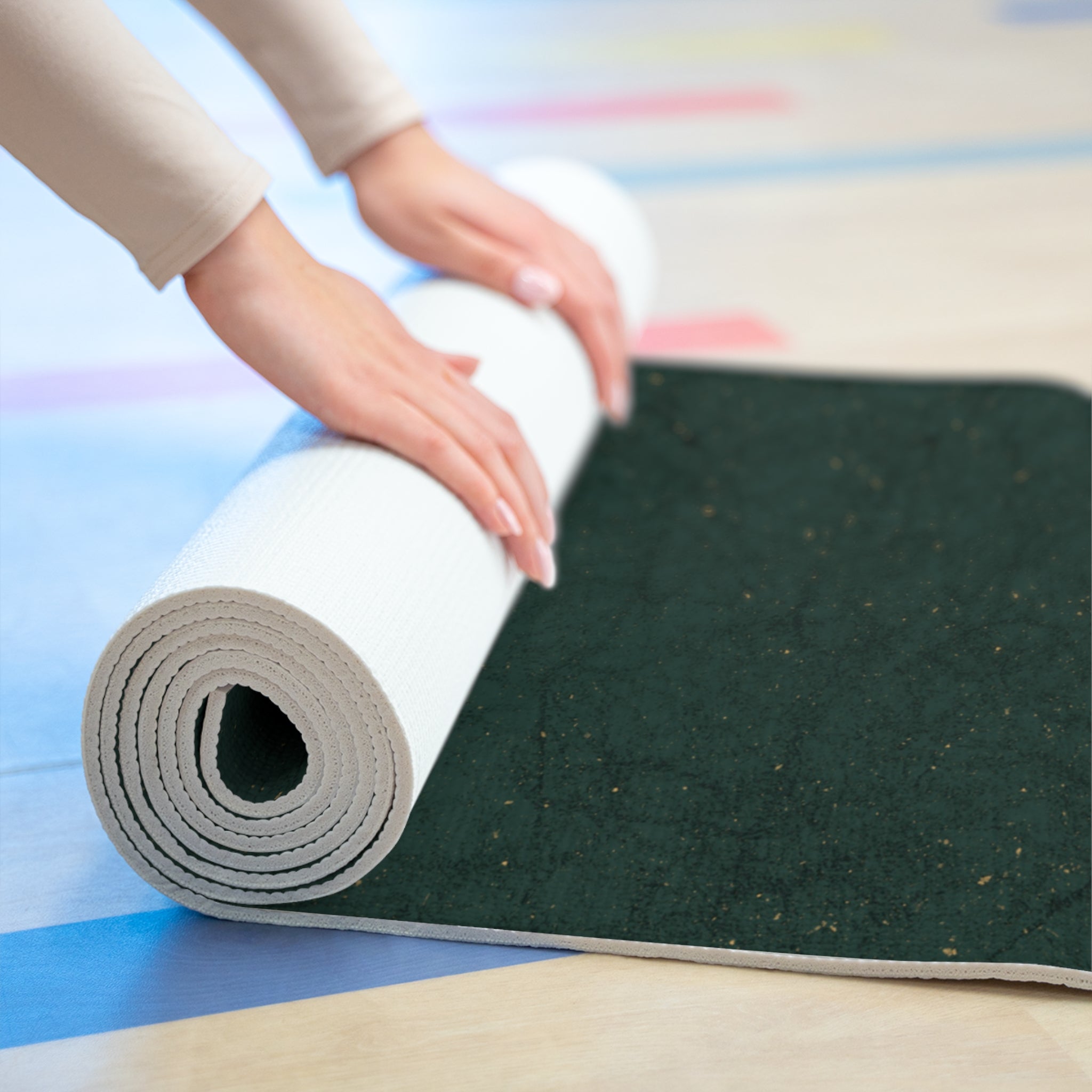 Green Foam Yoga Mat, Non Slip Workout Mat for Women, Thick Fitness Mat, Pilates Floor Mat, Exercise Yoga