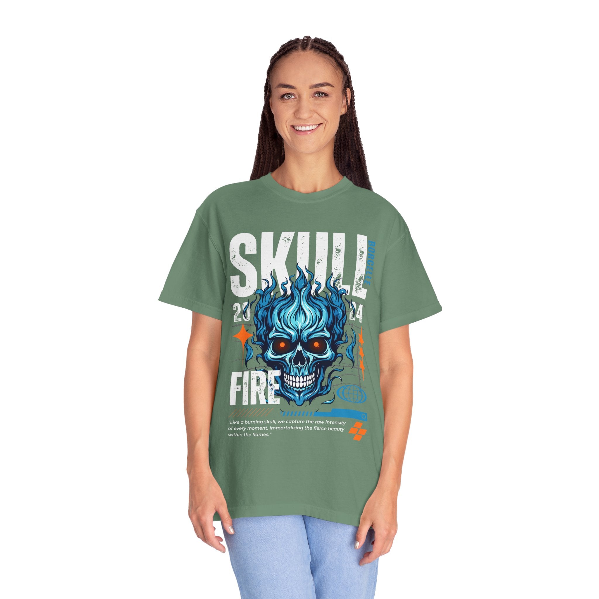 Skull Fire, Graphic Design Unisex T-shirt, Casual Cotton Outwear, Gift for Him- Gift for Her, Stylish Tee, Cool Shirt, Trendy Apparel, Comfortable Top,