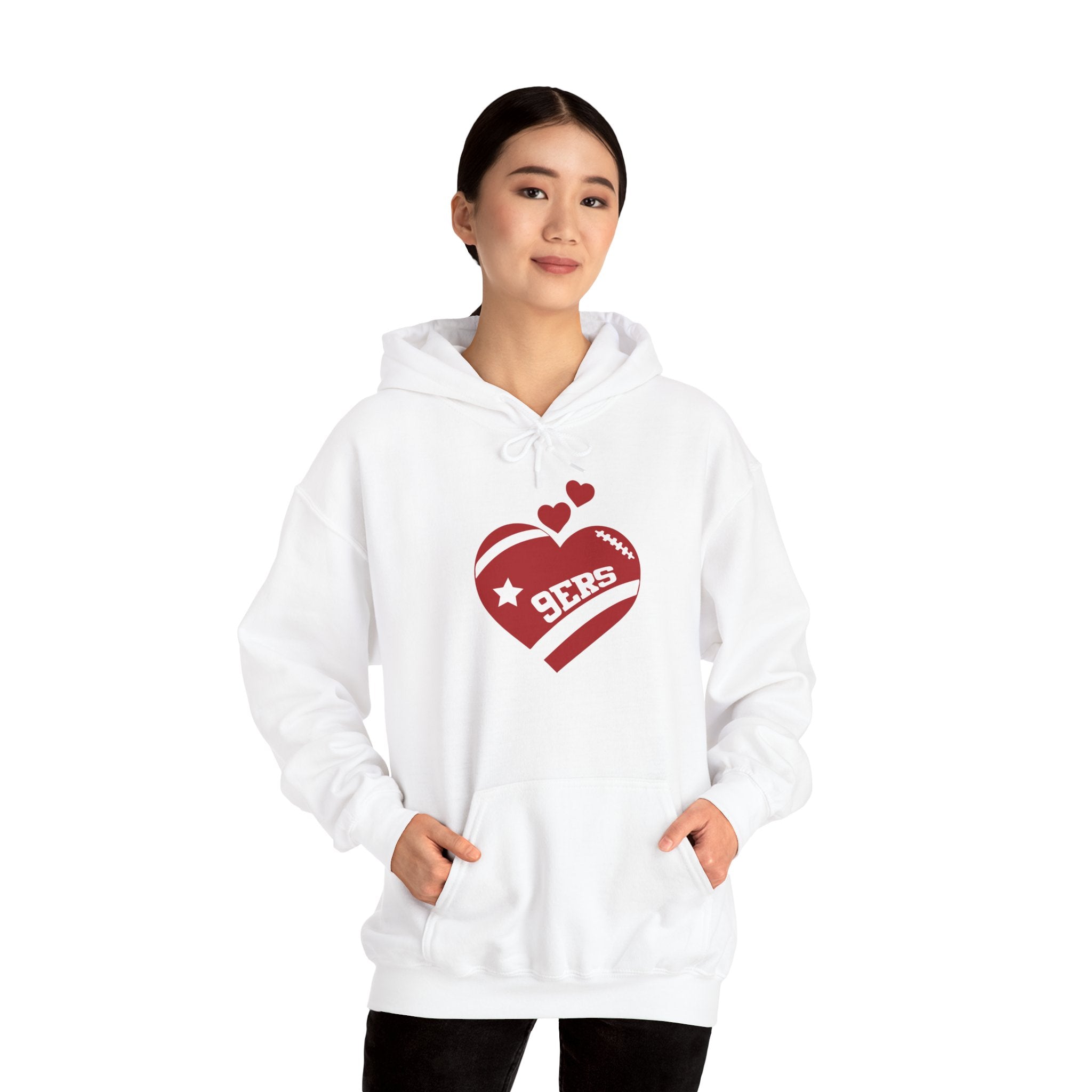 Cute Heart San Francisco Football Hoodies, SF Sports Team Sweatshirt, Football Fan Shirt, Hoodie Gift for Him-Her