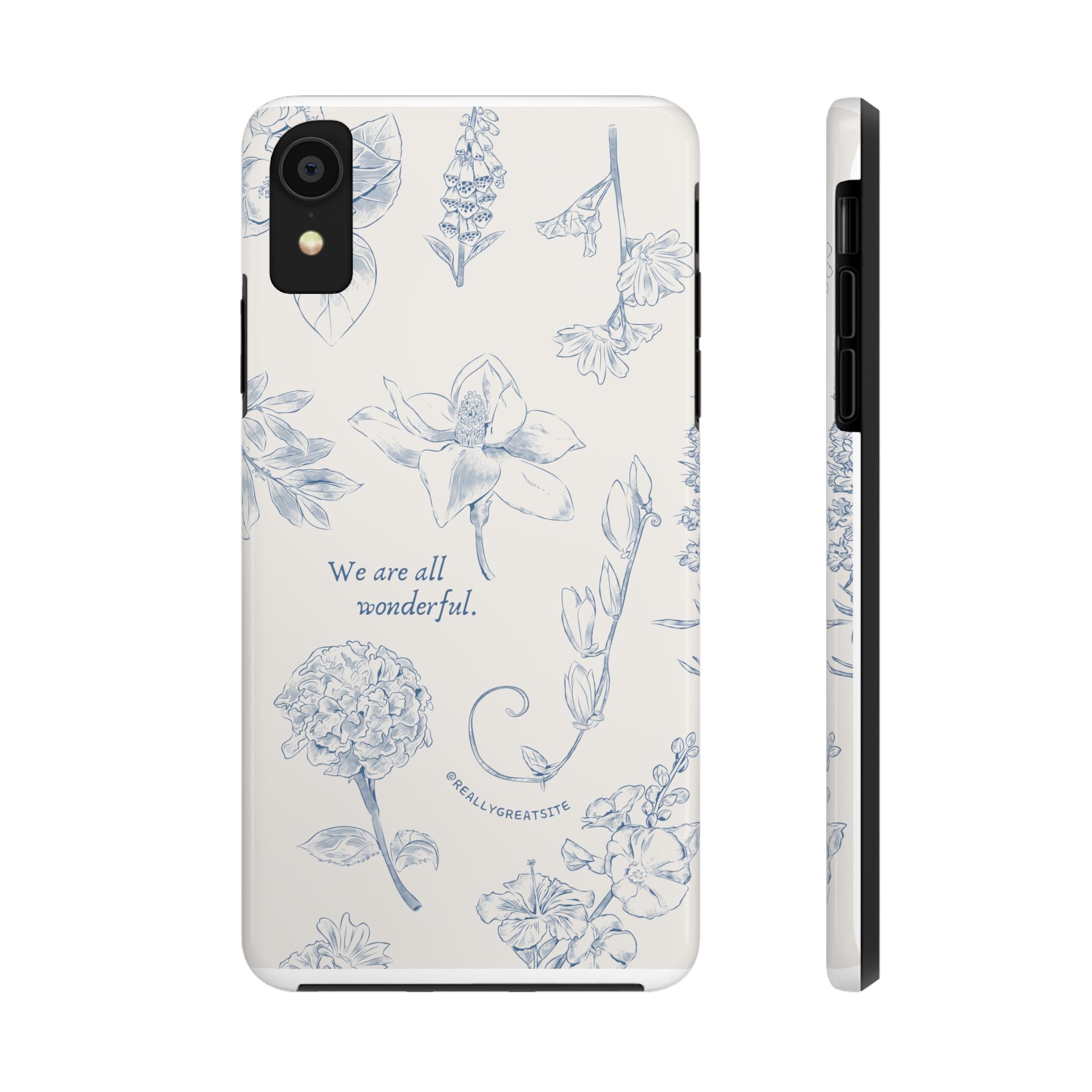 Dusty Blue Cream " We Are All Wonderfull", Elegant Phone Cases, Stylish Phone Covers, Chic Phone Protectors, Fashionable Case for Her, Trendy Smartphone Accessories