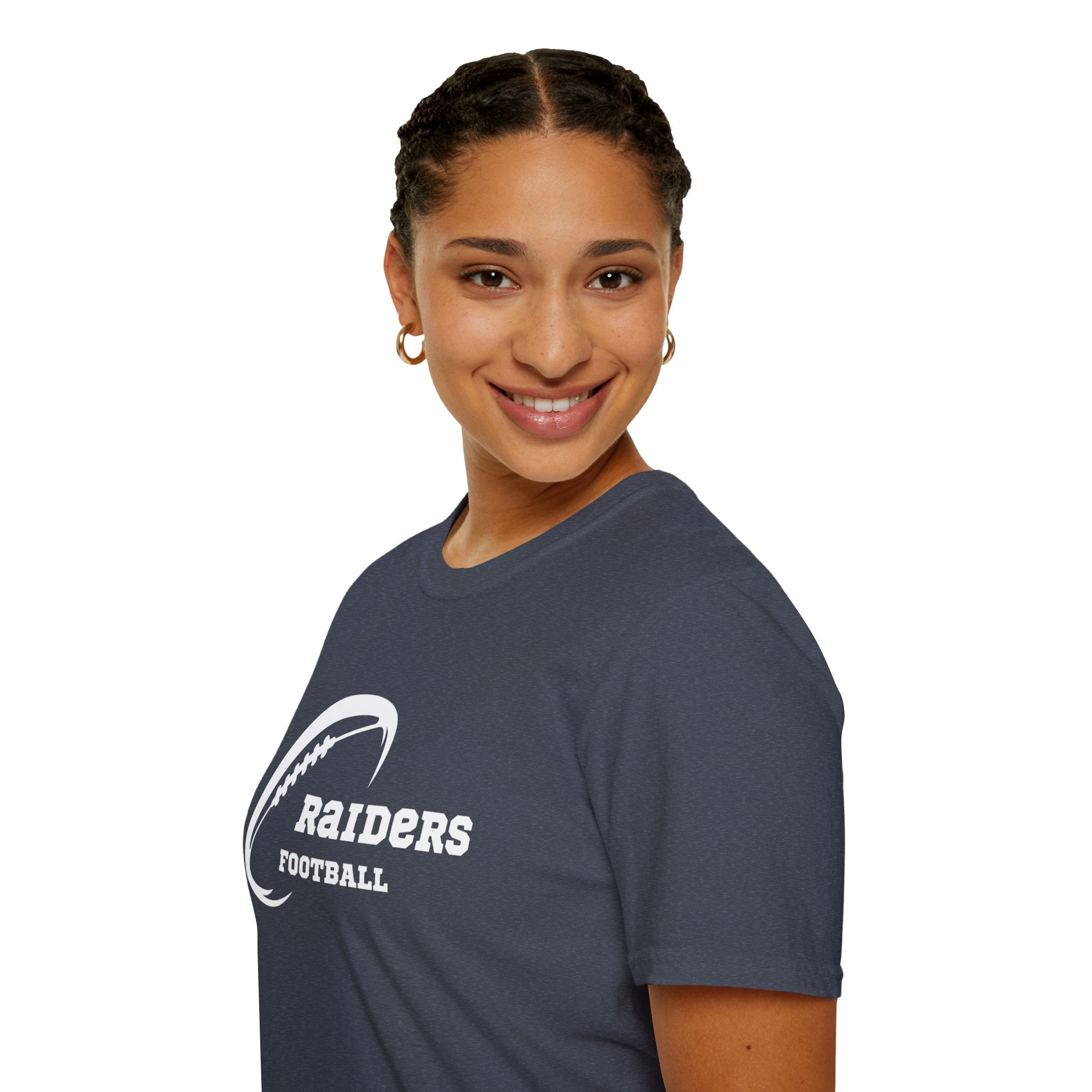 All White Raiders Fan Football Shirt, Unisex Softstyle T-Shirt, Football Fan Tee, Football Fan Gift, Sports Fan Apparel