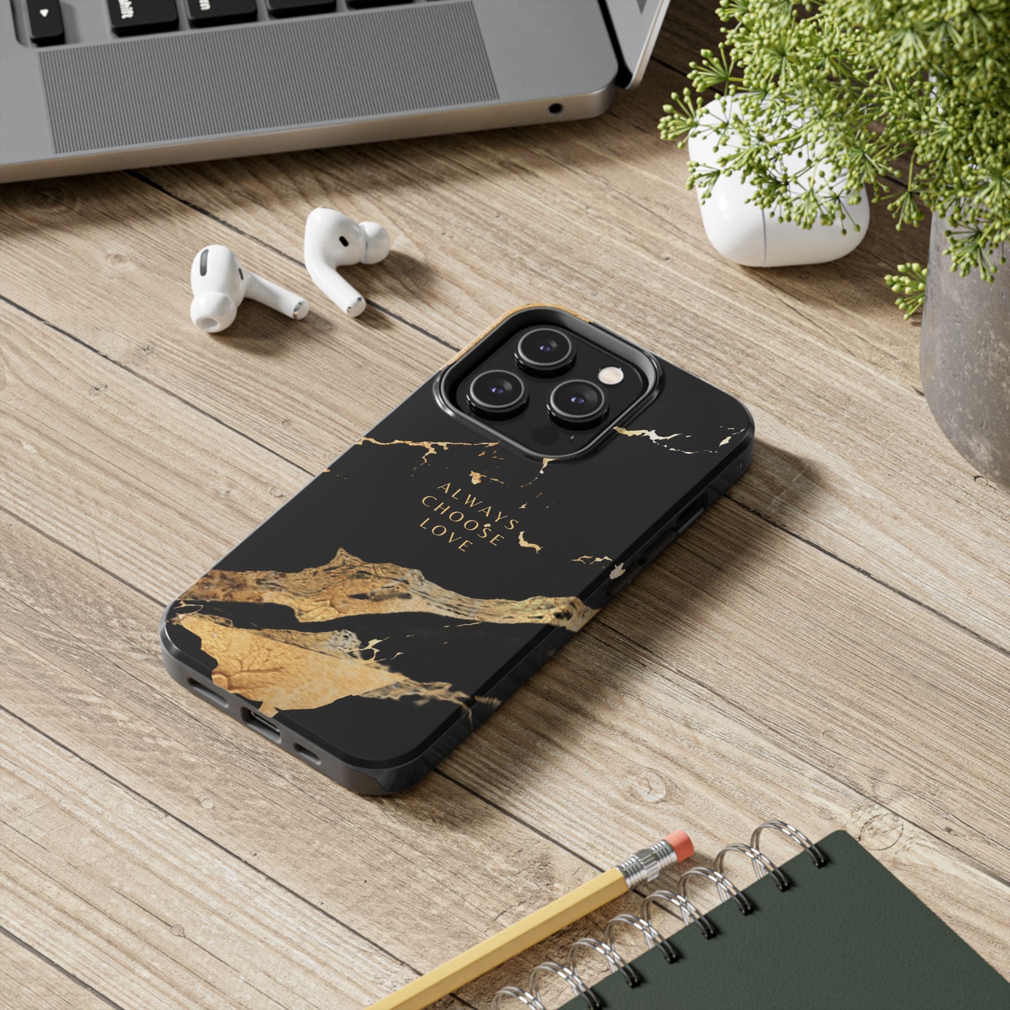 Black Gold Always Choose Love, Elegant Phone Cases, Stylish Phone Covers, Chic Phone Protectors, Fashionable Case for Her, Trendy Smartphone Accessories