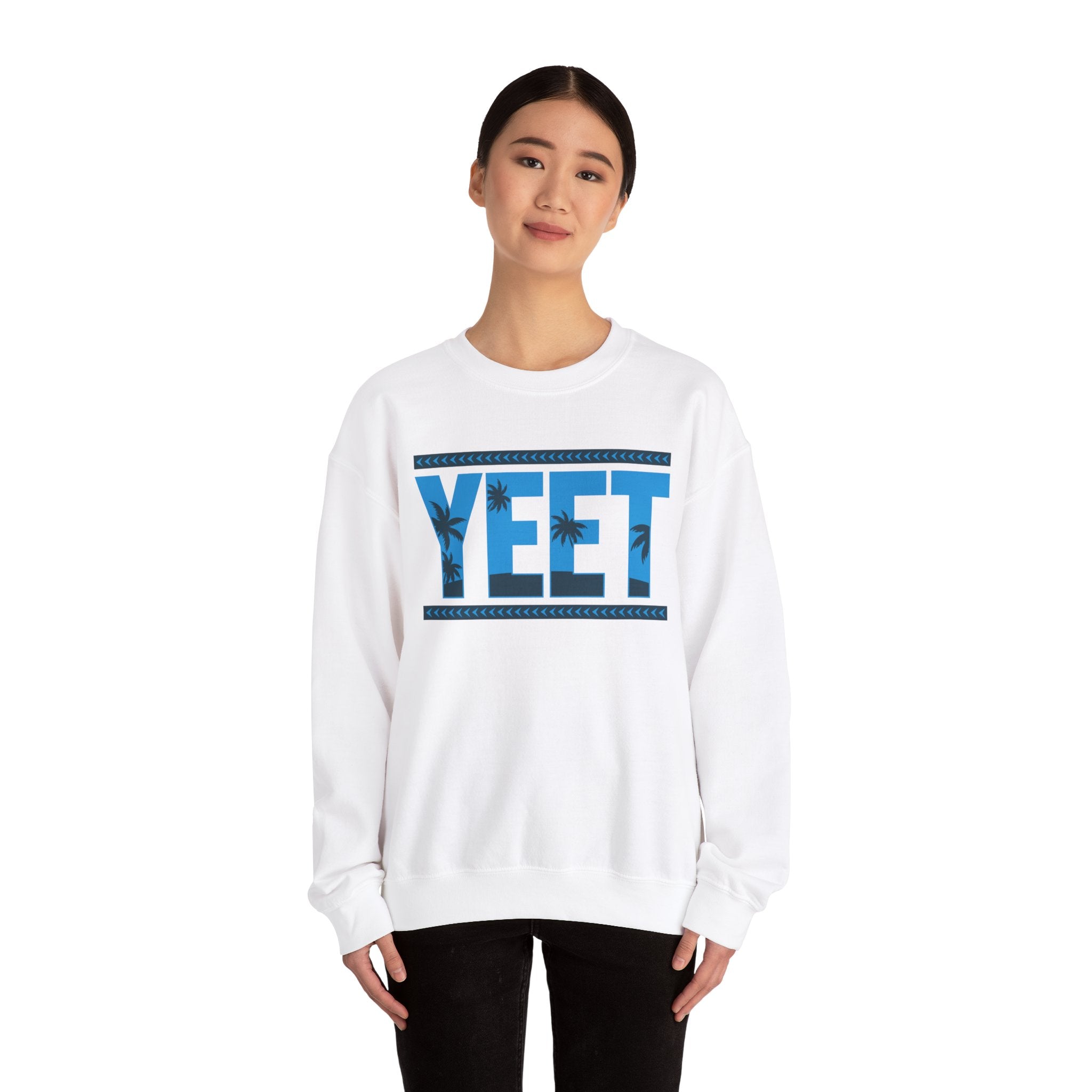 Blue Grey Yeet Palm Tree Sweatshirt, Wrestling Fan Unisex Sweatshirt - Gift for Him or Her, Casual Outwear, Heavy Blend Crewneck Sweatshirt