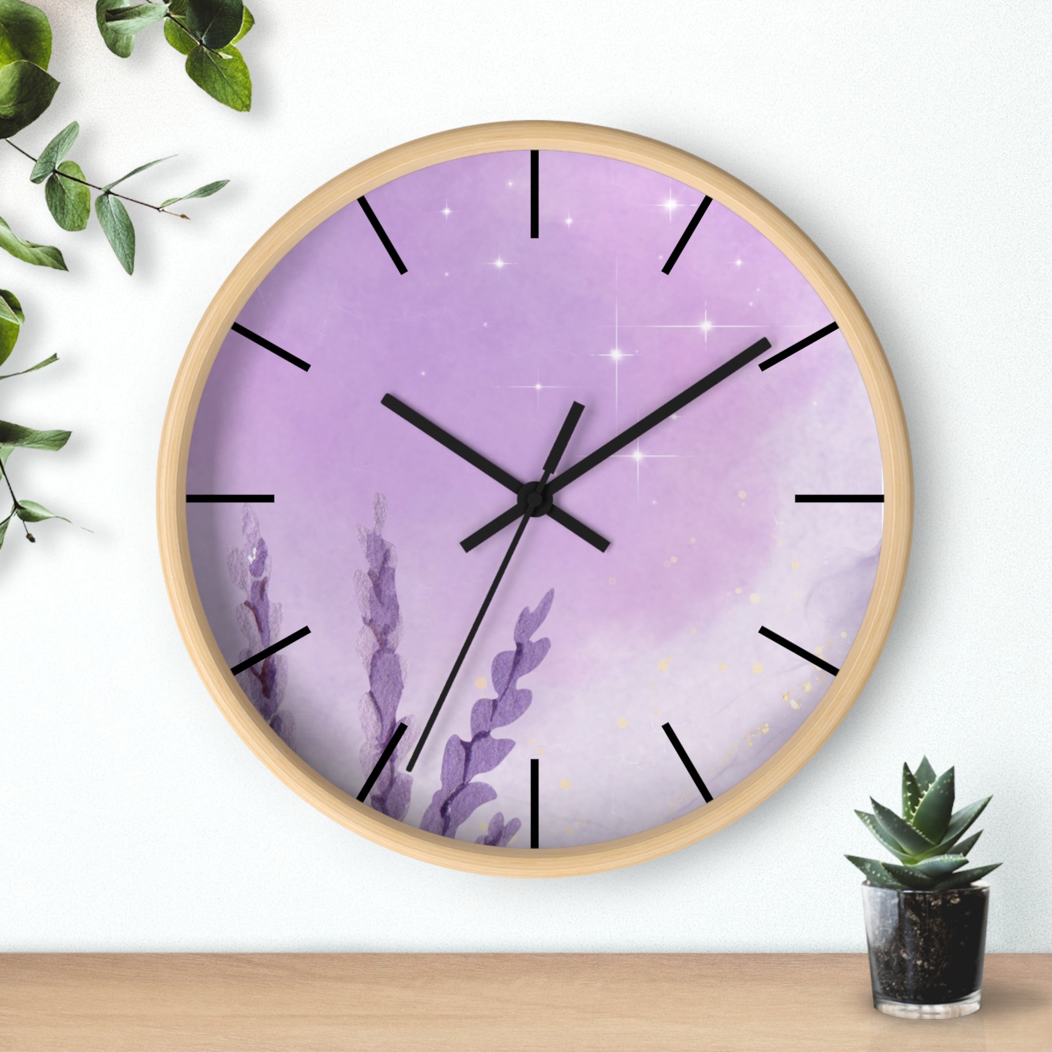 Purple Minimalist Elegant Wall Clock, Home Decor, Wall Art, Modern Decor for Home, Office, and Living Room