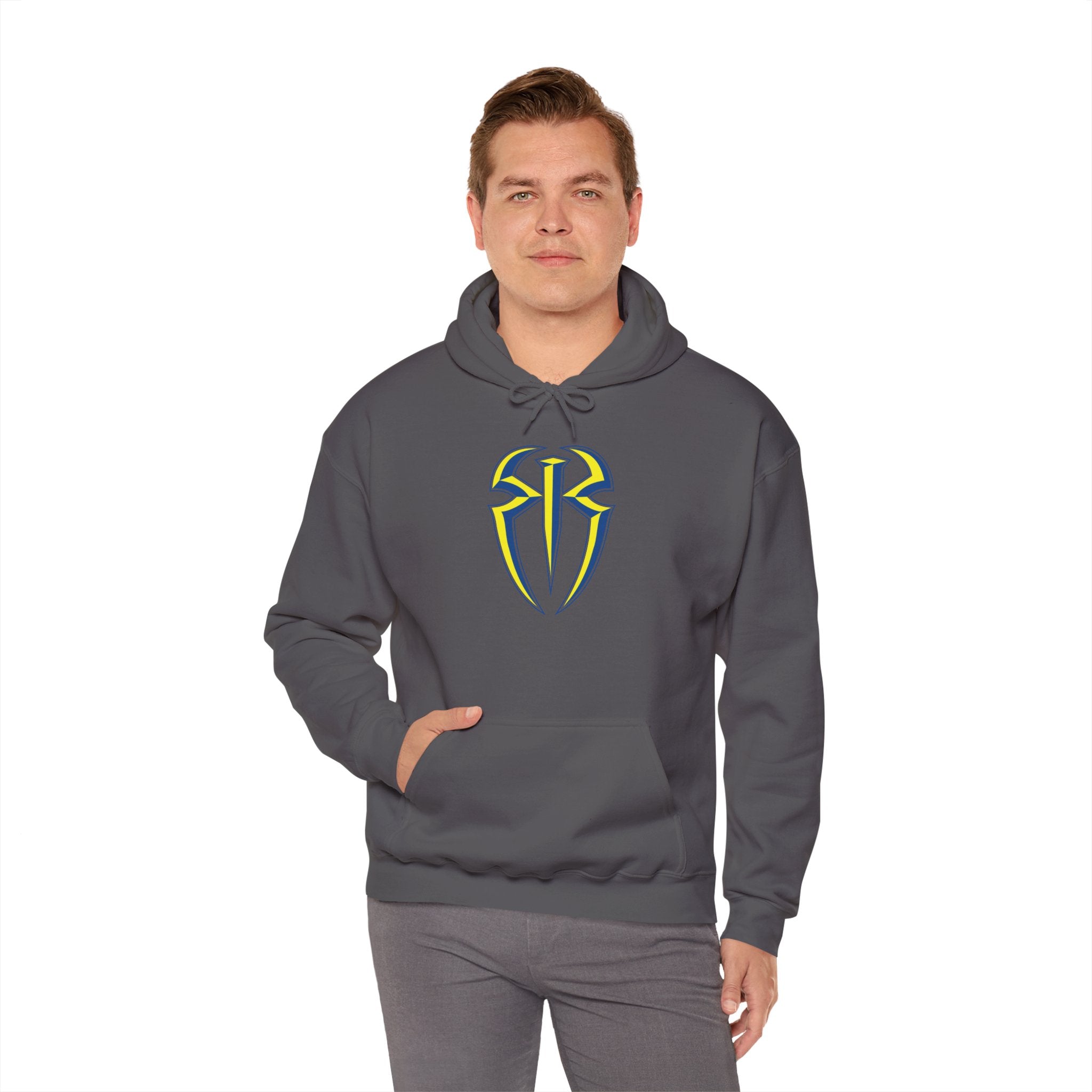 Roman Reigns Blue-Yellow Design Hoodies, Gift for Her - Gift for Him, Sports Fan Wrestling Unisex Hooded Sweatshirt, Casual Outwear