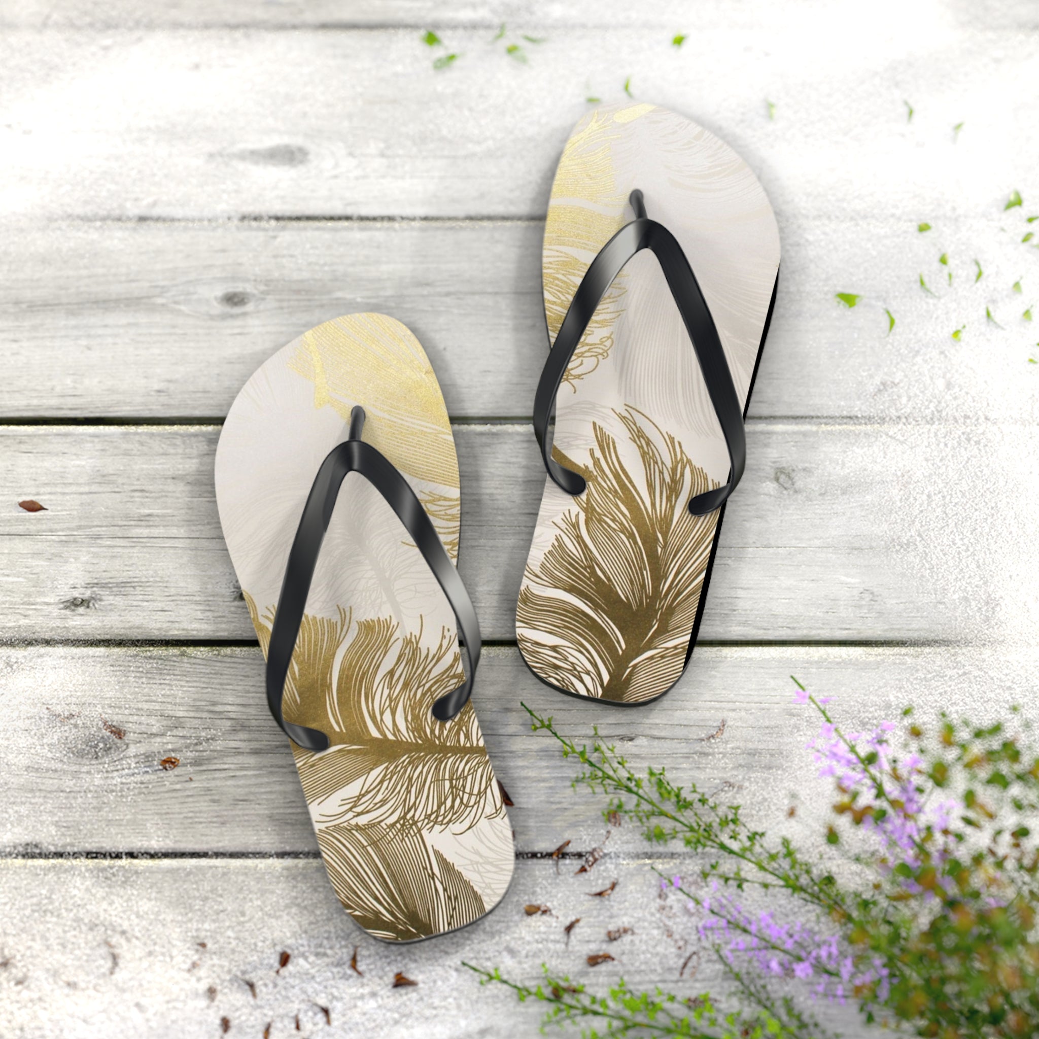 White and Gold Modern Design, Flip Flops for Women, Cute Designs, Everyday Use, Indoor Sleepers