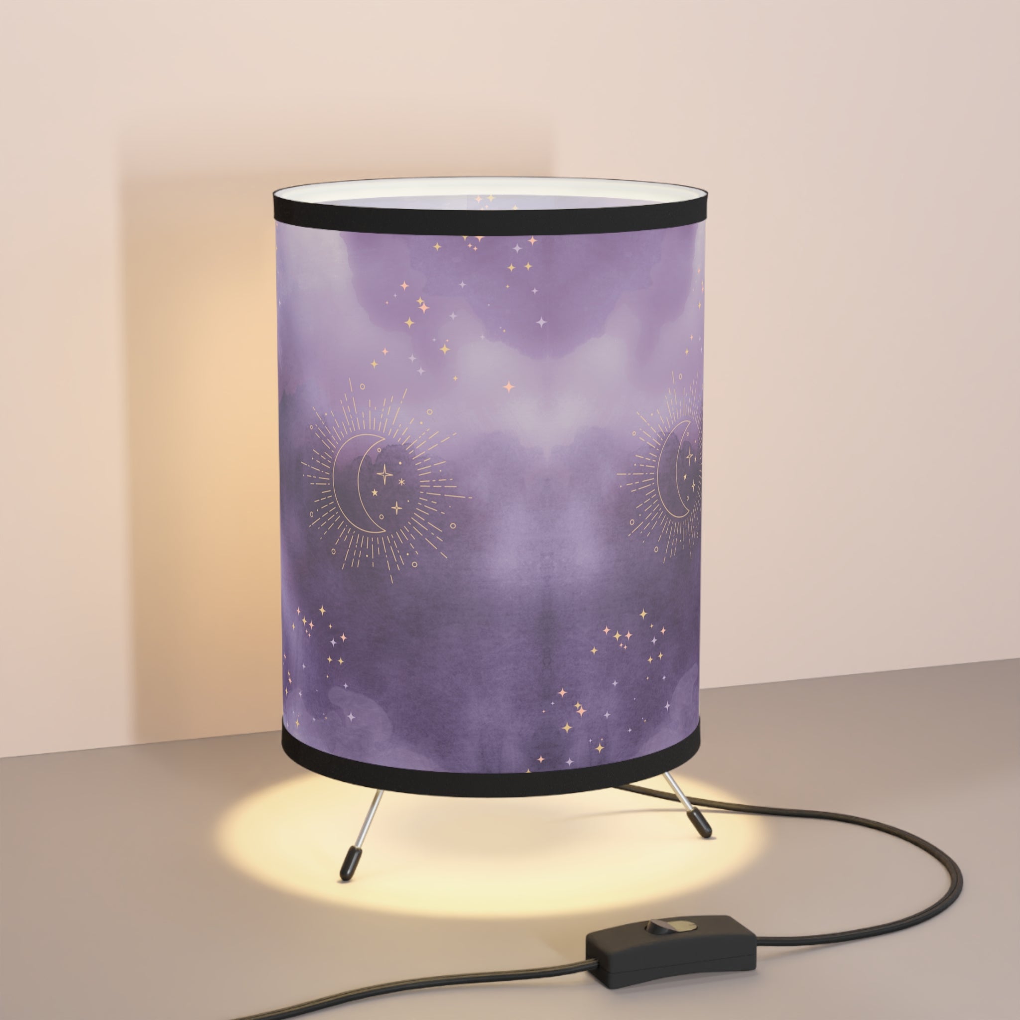 Purple Celestial Watercolor Lamp, Desk Lamp for Bedroom, Living Room, Modern Style, Floral Bedside Lamp, Home Decor