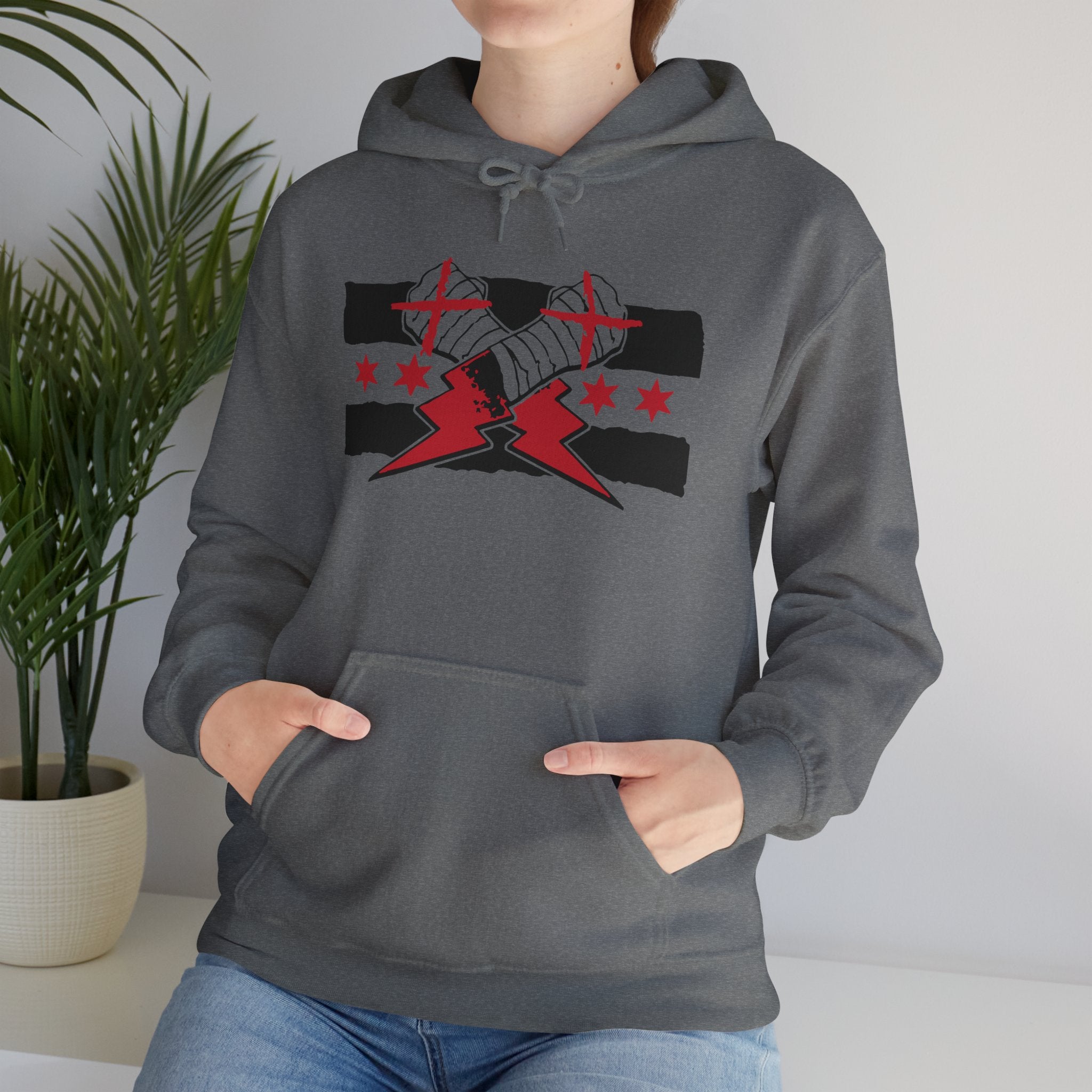 CM Punk Flag Black and Red Design Hoodies, Gift for Her - Gift for Him, Sports Fan Wrestling Unisex Hooded Sweatshirt, Casual Outwear