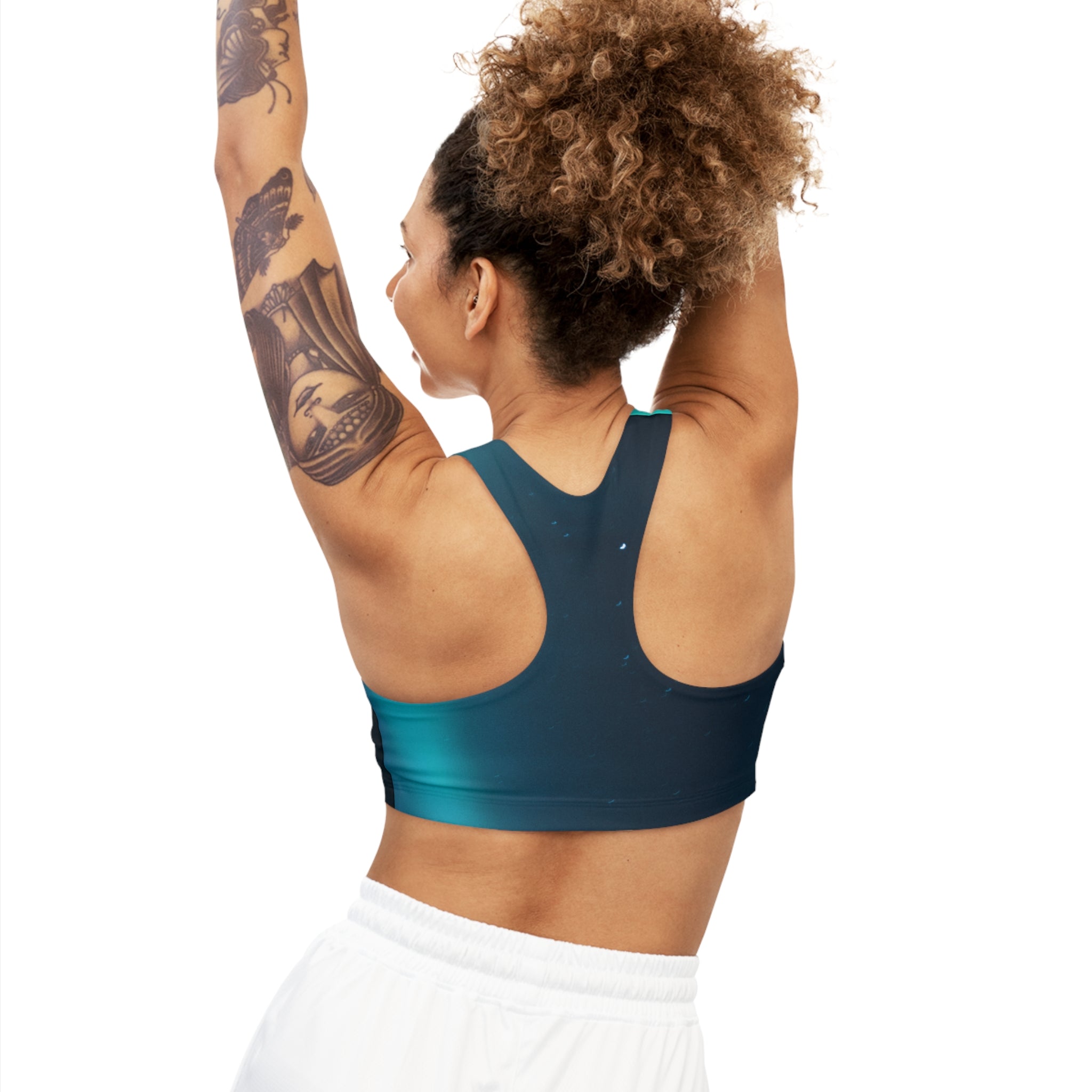 Deep Blue Seamless, Racerback Sports Bra for Women - High Impact Workout Crop Tank Top