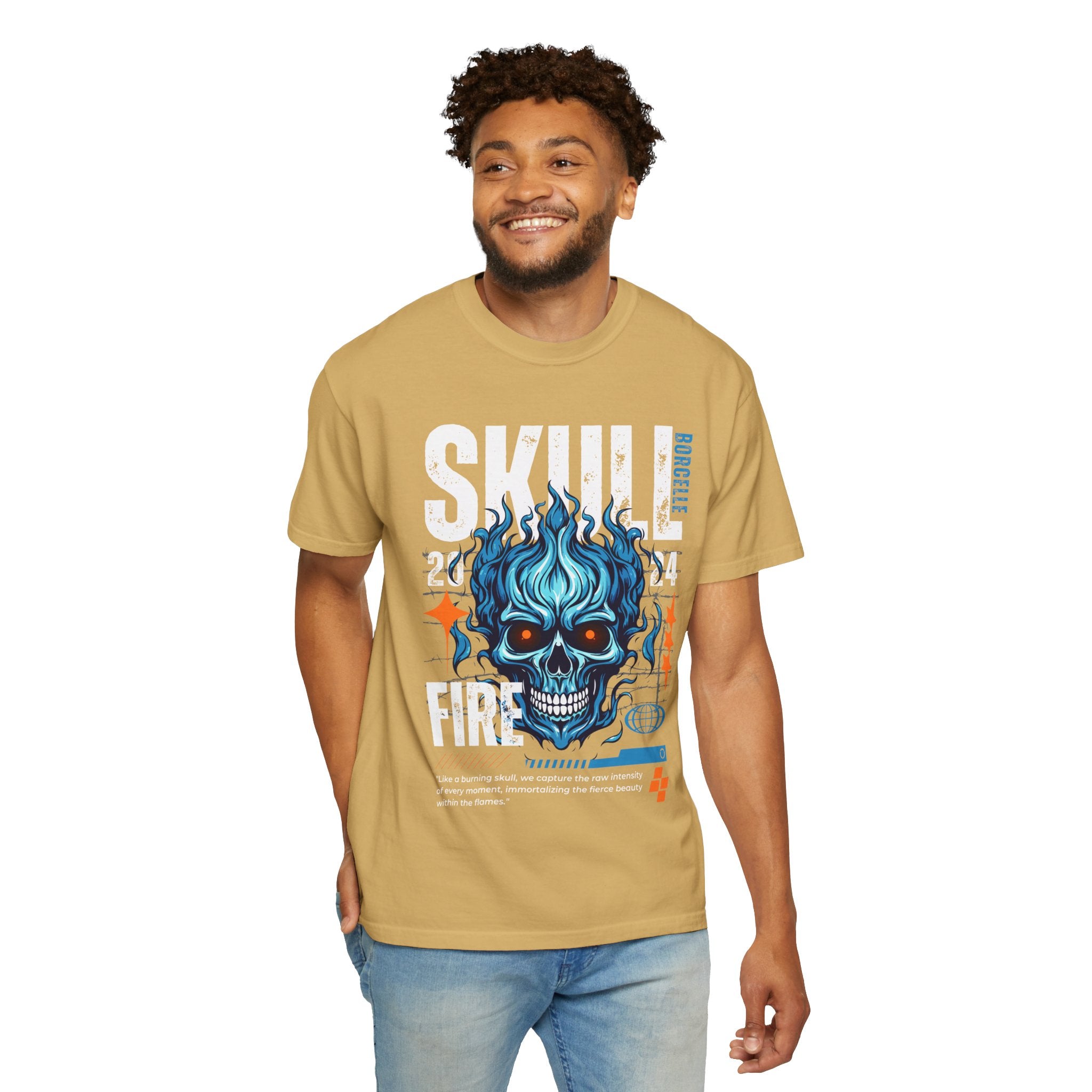 Skull Fire, Graphic Design Unisex T-shirt, Casual Cotton Outwear, Gift for Him- Gift for Her, Stylish Tee, Cool Shirt, Trendy Apparel, Comfortable Top,