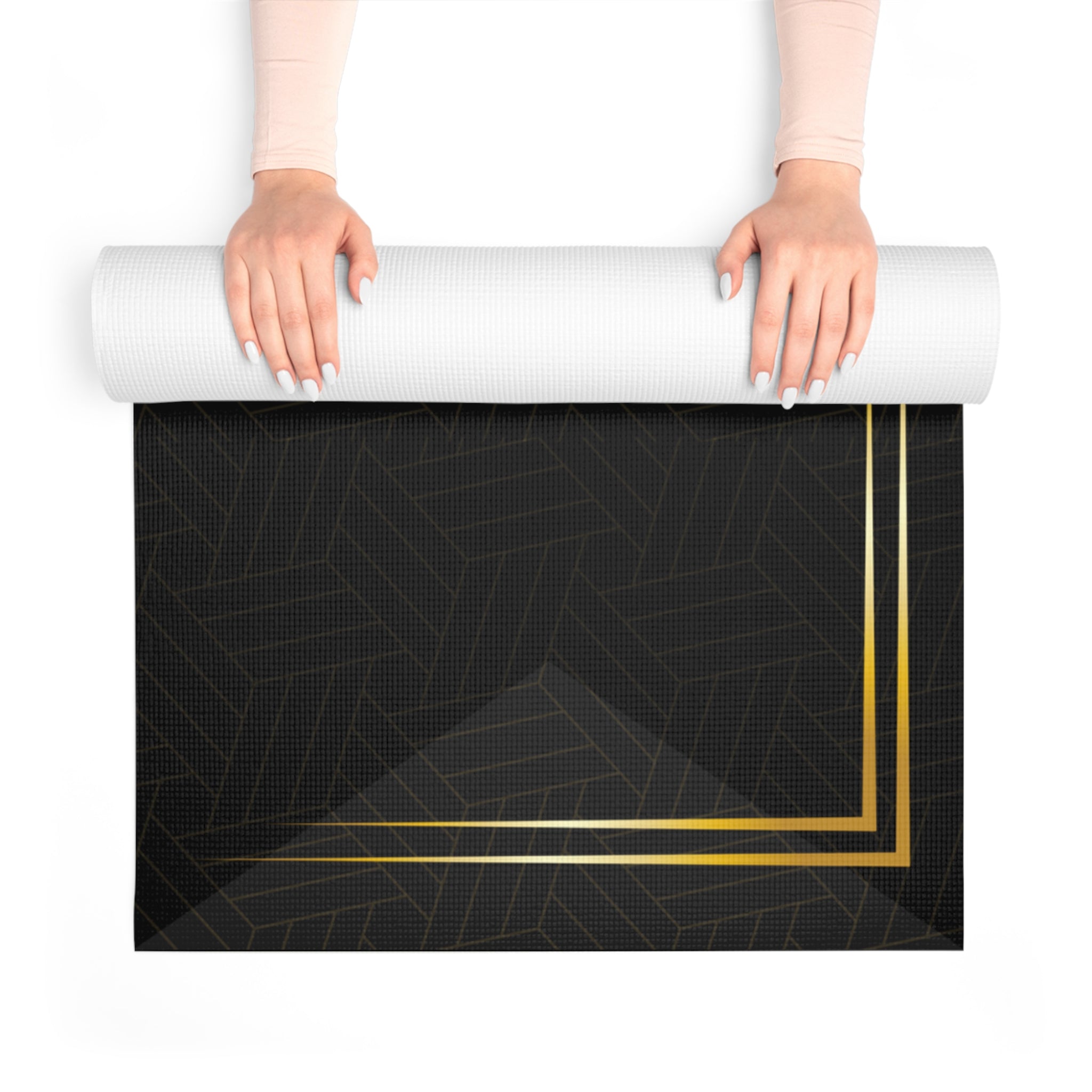 Black with Gold Foam Yoga Mat, Non Slip Workout Mat for Men Women, Thick Fitness Mat, Pilates Floor Mat, Exercise Yoga