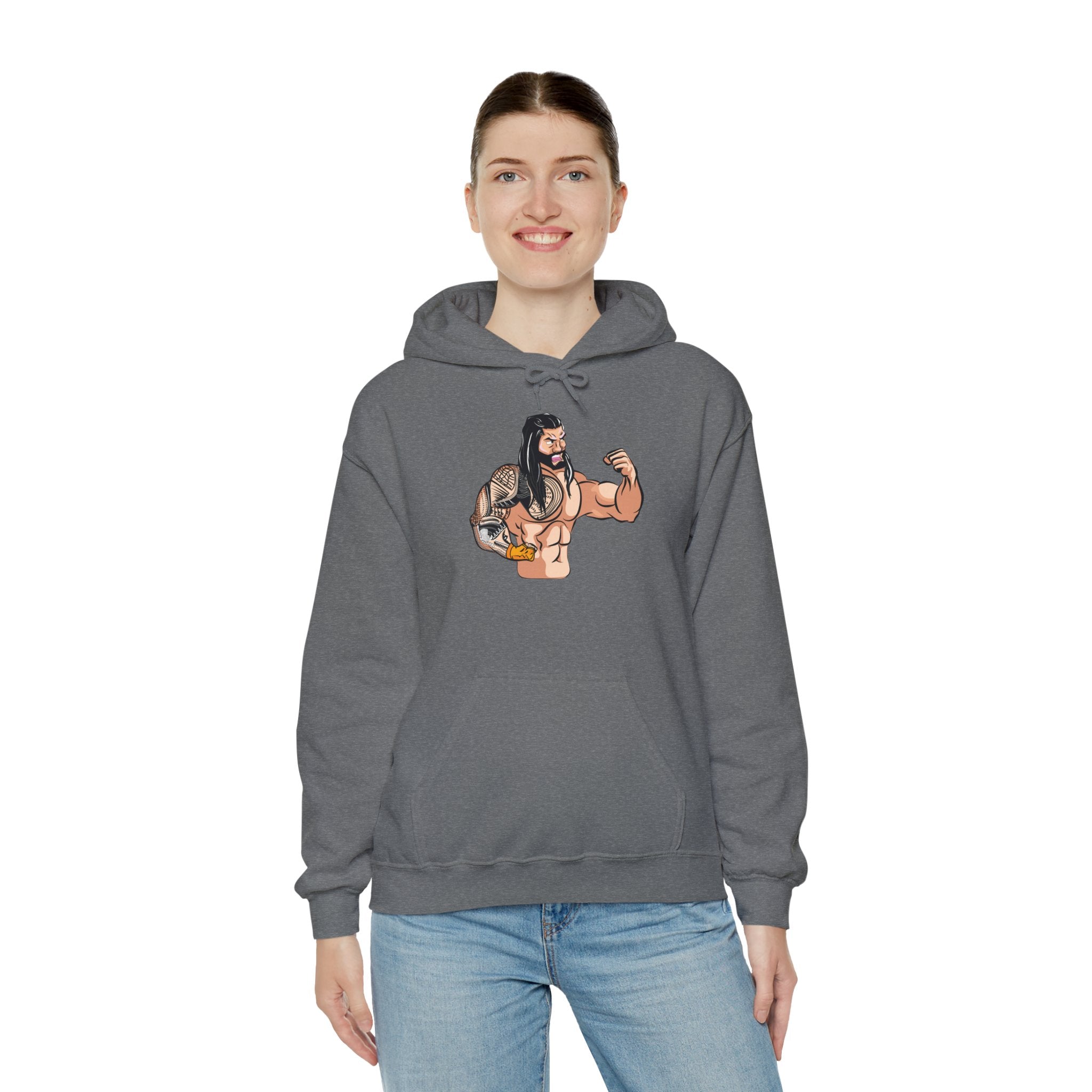 Roman Reigns Cartoon Design Hoodies, Gift for Her - Gift for Him, Sports Fan Wrestling Unisex Hooded Sweatshirt, Casual Outwear