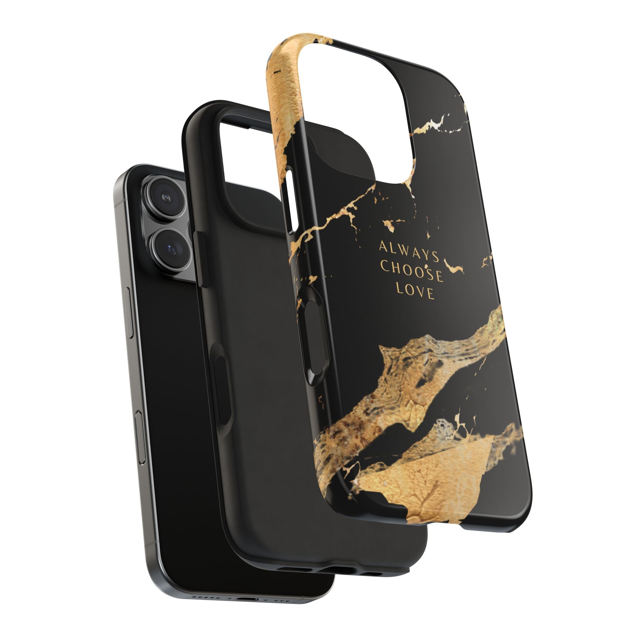 Black Gold Always Choose Love, Elegant Phone Cases, Stylish Phone Covers, Chic Phone Protectors, Fashionable Case for Her, Trendy Smartphone Accessories