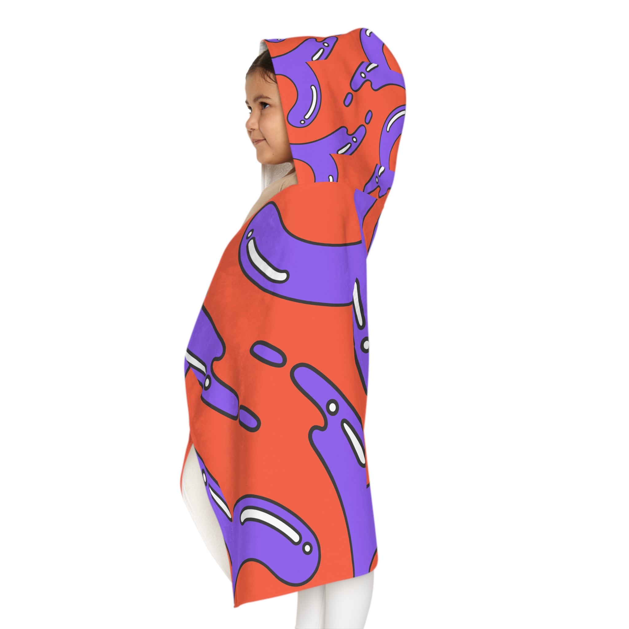 Orange and Violet Design Hooded Towel, Cute Designs - Youth Hooded Towel