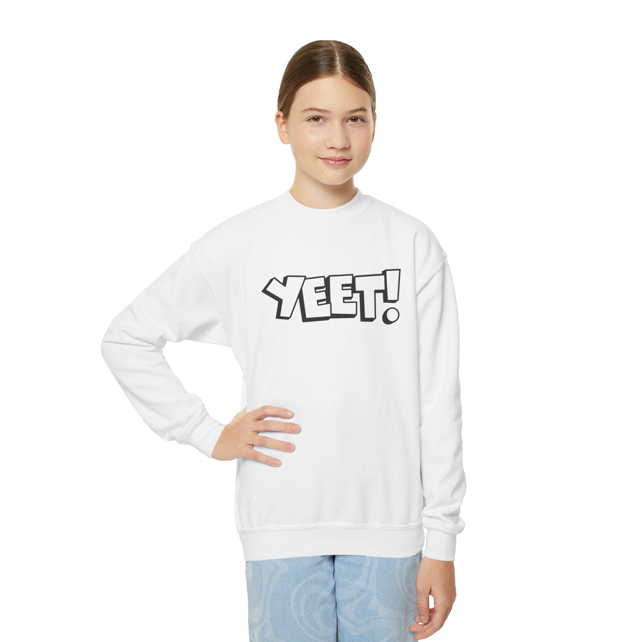 Yeet, Youth Sports Fan Crewneck Sweatshirt for Kids, Perfect Gift for Kids, Unisex Sweatshirt, Casual Outwear, Graphic Sweatshirt