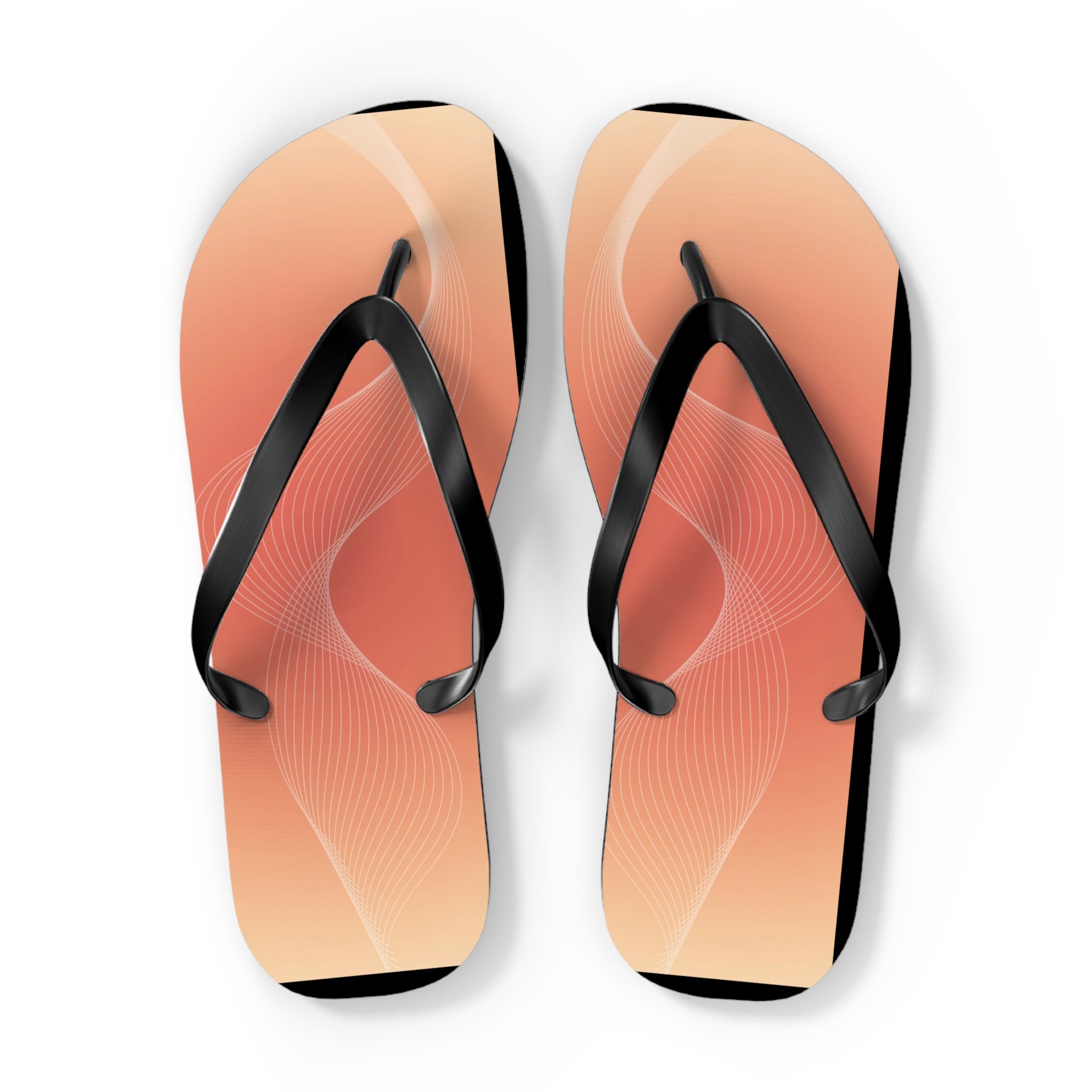 Beige and Orange Gradient Design, Flip Flops for Women, Cute Designs, Everyday Use, Indoor Sleepers