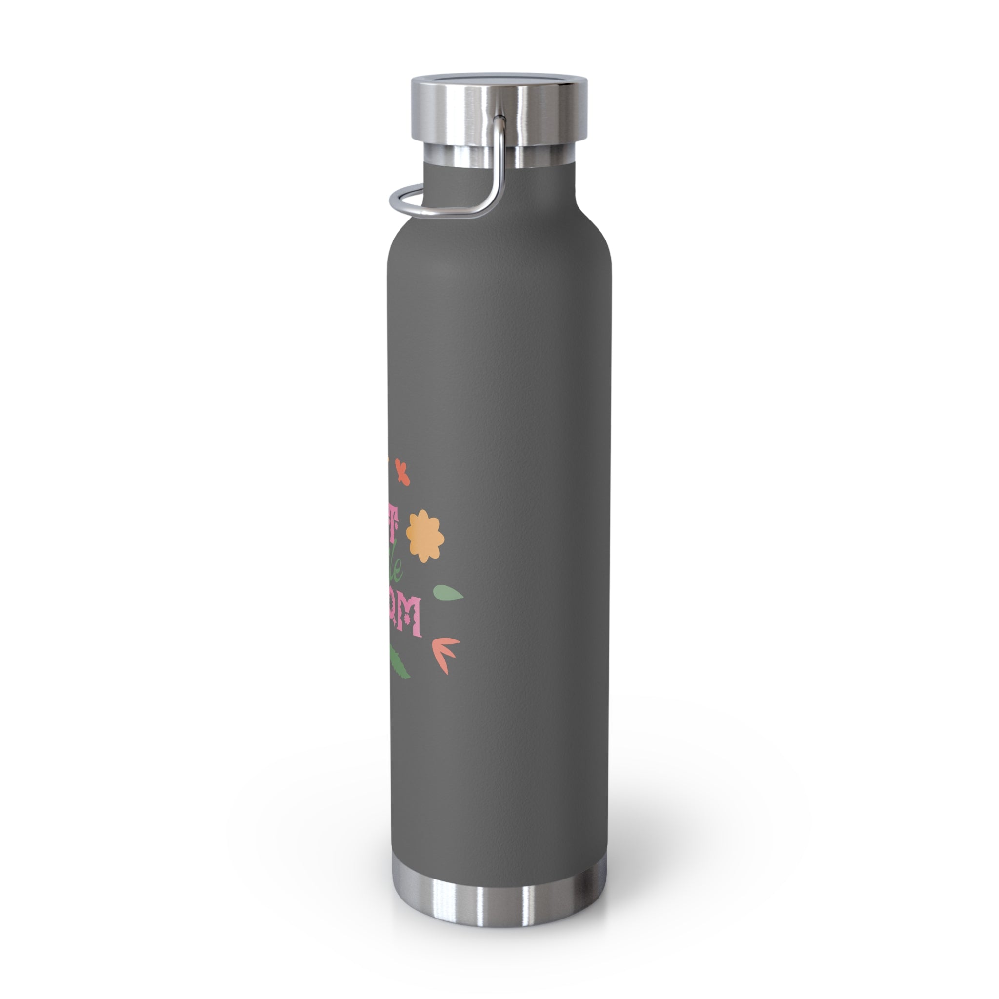 "Let Life Bloom"  Copper Water Bottle, Inspirational Quote, Gift Tumbler, 22oz, Motivational Drinkware, Stainless Steel Thermos