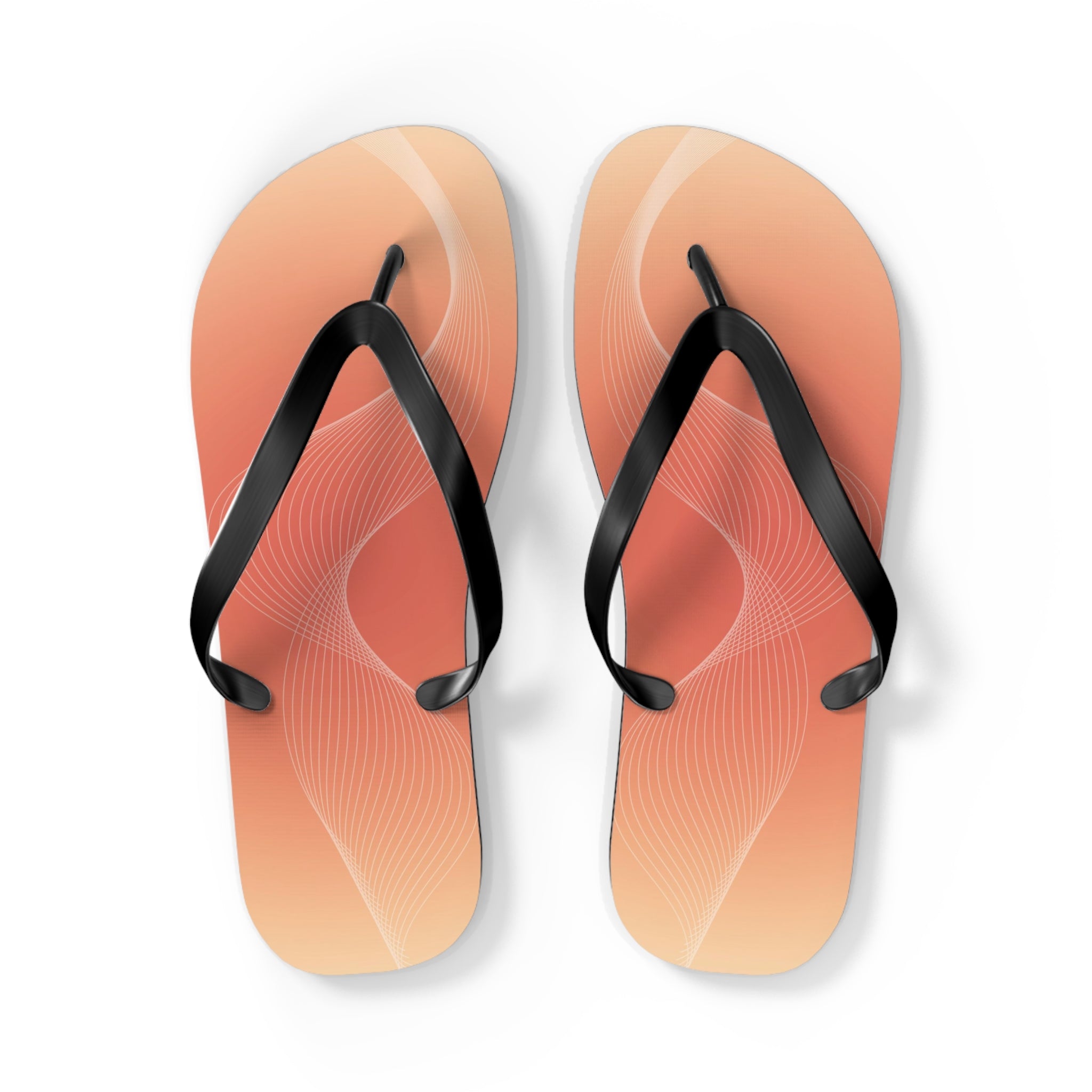 Beige and Orange Gradient Design, Flip Flops for Women, Cute Designs, Everyday Use, Indoor Sleepers