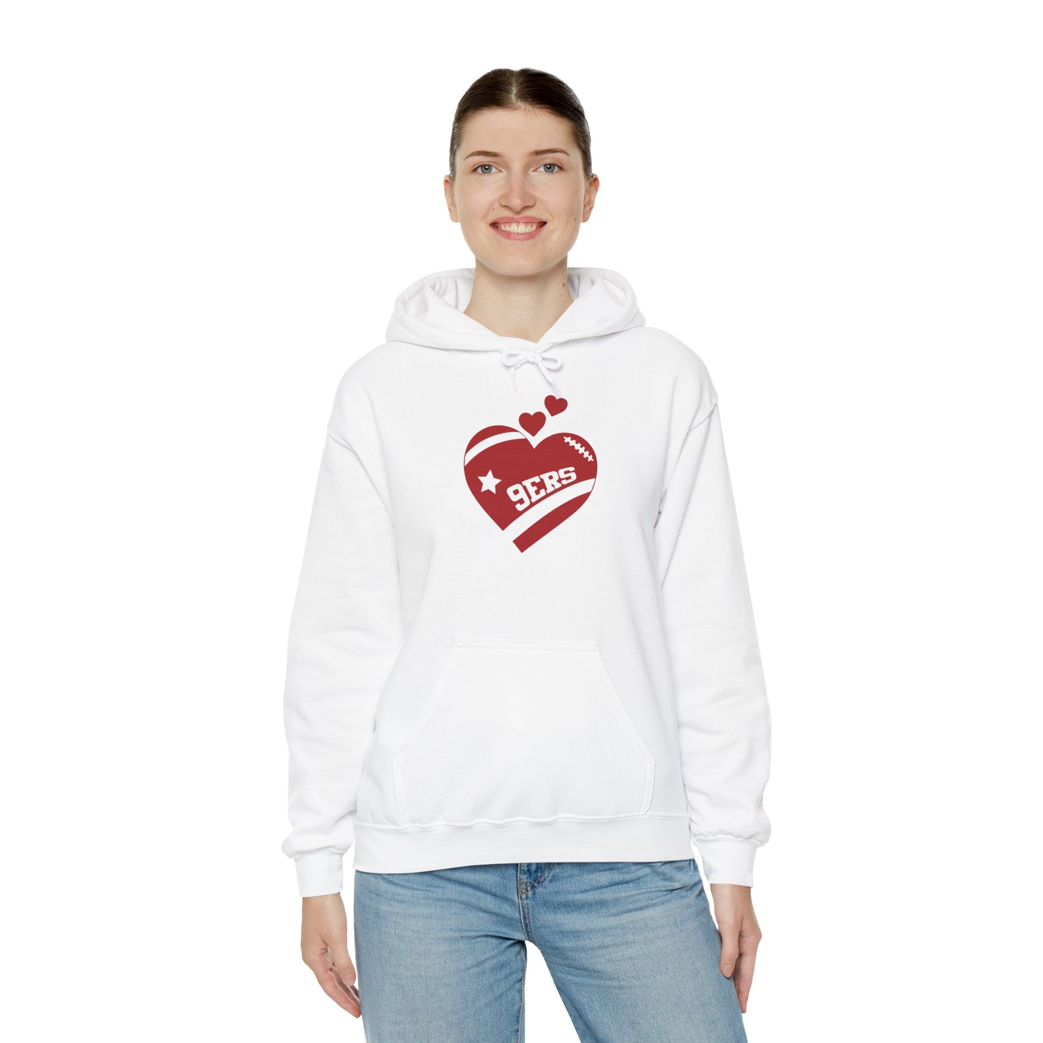 Cute Heart San Francisco Football Hoodies, SF Sports Team Sweatshirt, Football Fan Shirt, Hoodie Gift for Him-Her