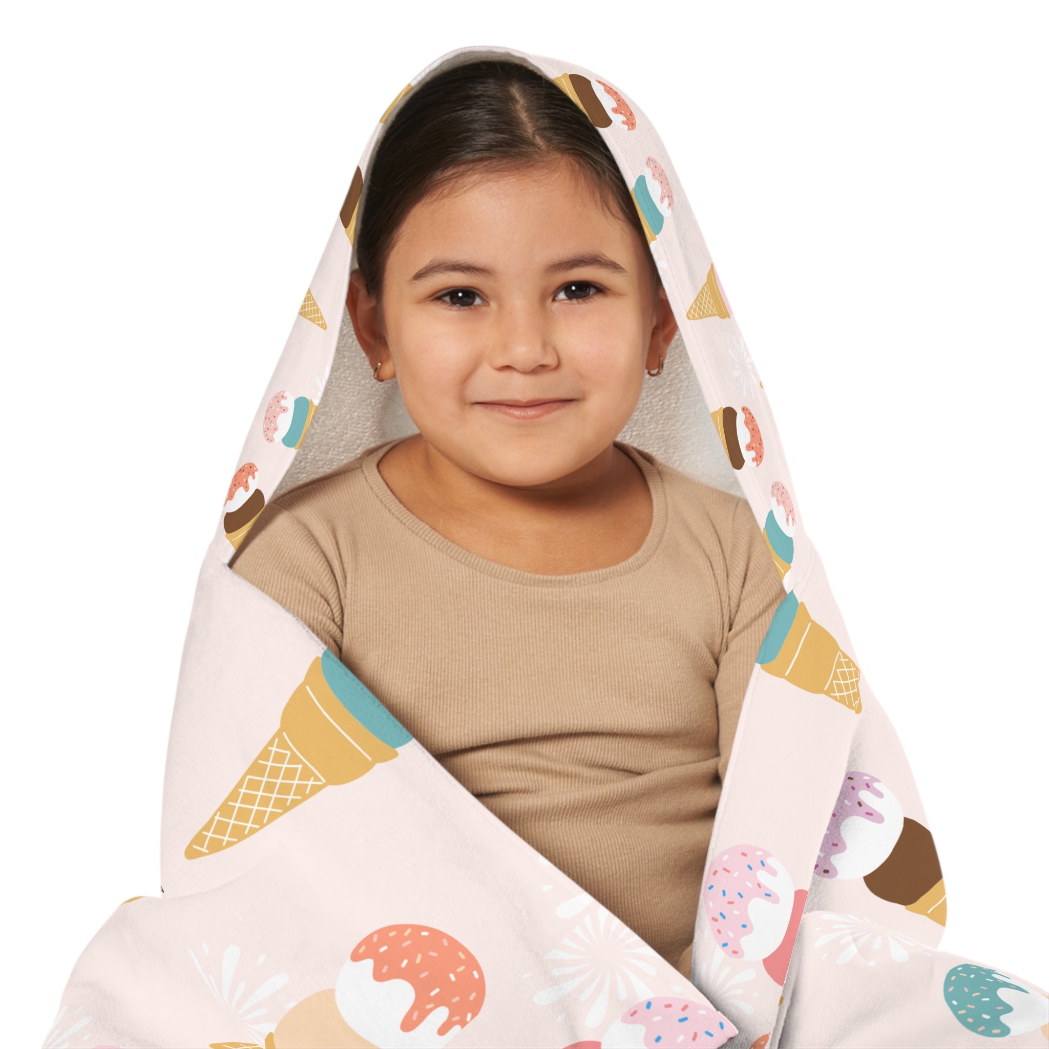 Ice Cream Design Hooded Towel, Cute Designs - Youth Hooded Towel