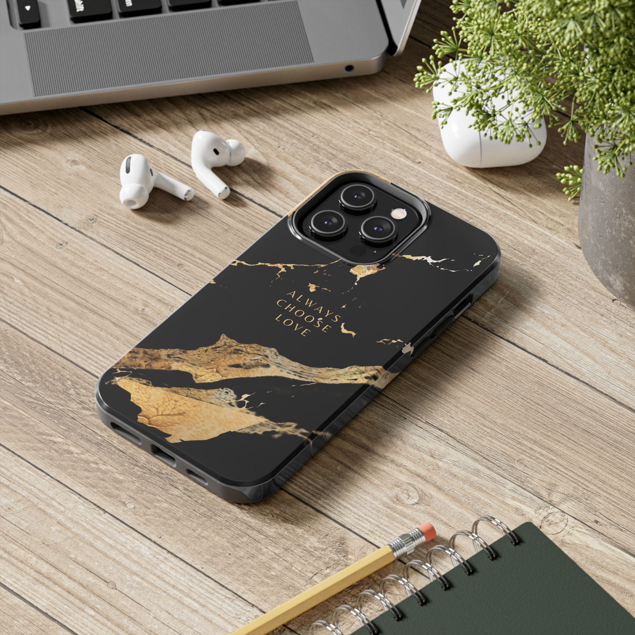 Black Gold Always Choose Love, Elegant Phone Cases, Stylish Phone Covers, Chic Phone Protectors, Fashionable Case for Her, Trendy Smartphone Accessories