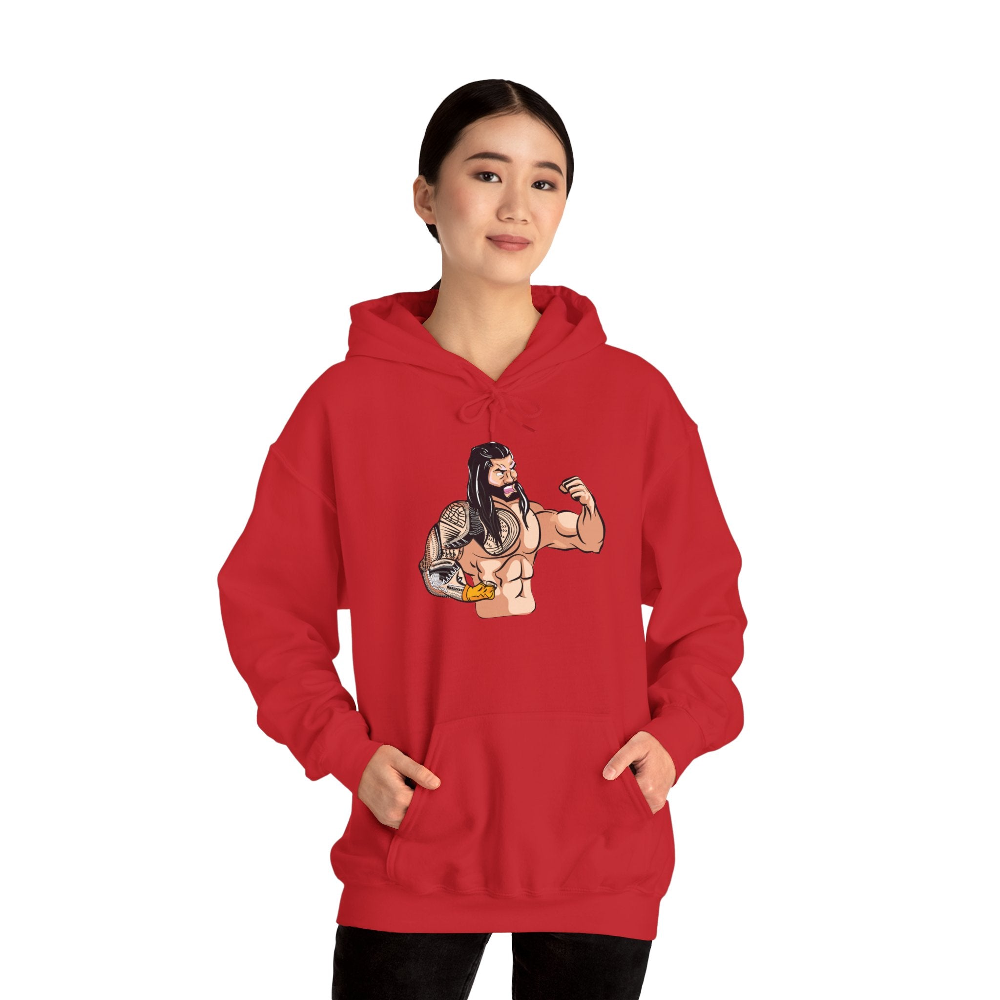 Roman Reigns Cartoon Design Hoodies, Gift for Her - Gift for Him, Sports Fan Wrestling Unisex Hooded Sweatshirt, Casual Outwear