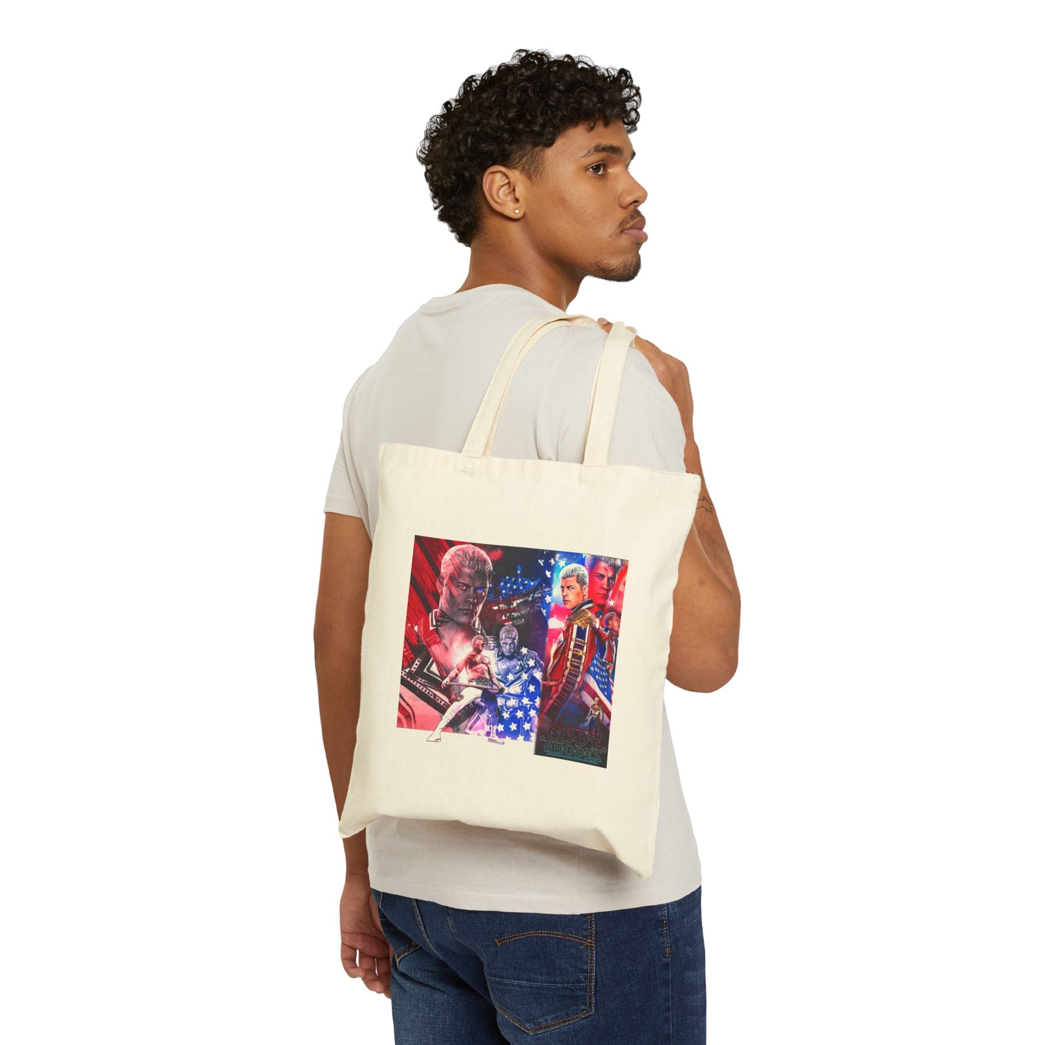 Cody Rhodes Portrait Graphic Design, Sports Fan Tote Bag, Unisex , Gift Tote Bag for Him-Her