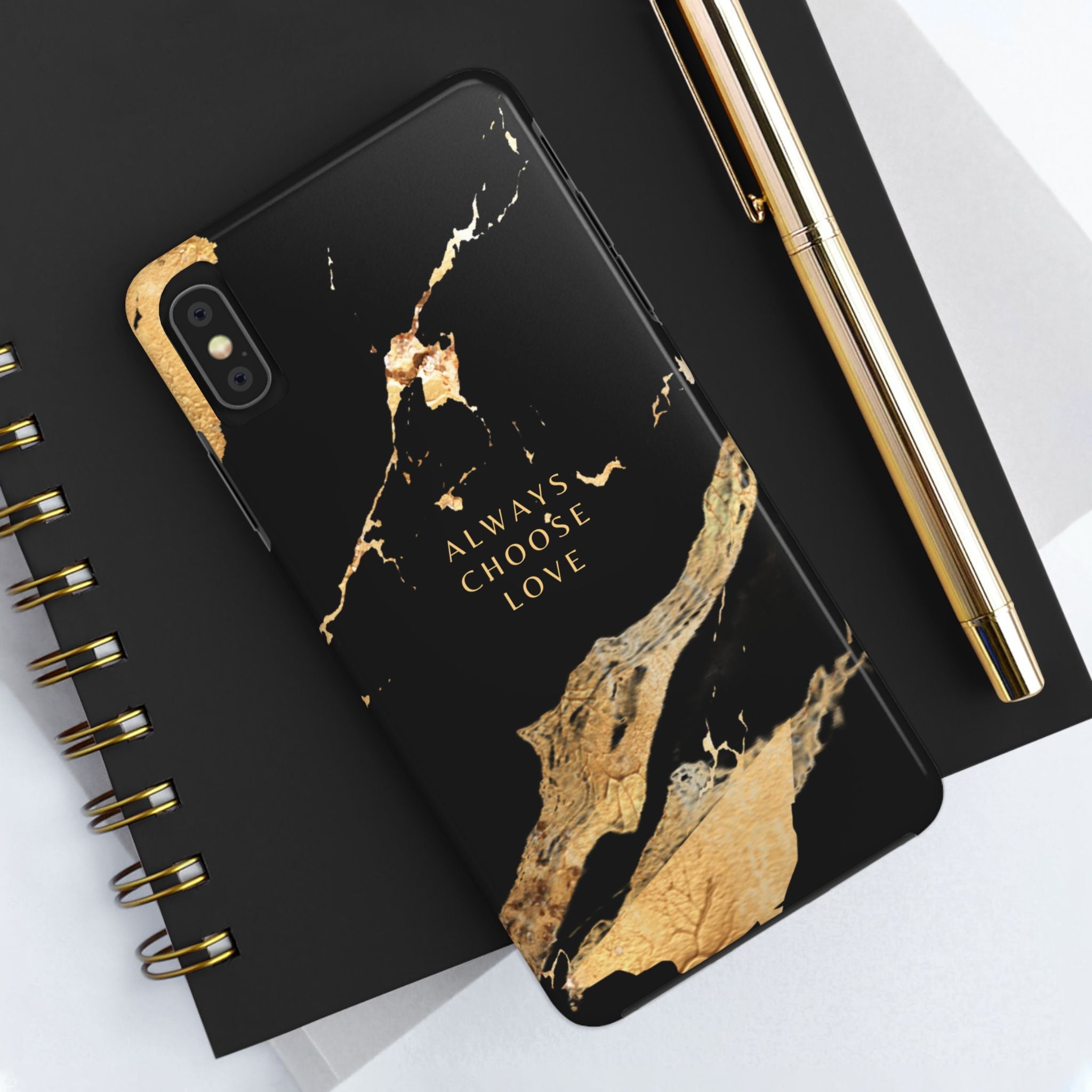 Black Gold Always Choose Love, Elegant Phone Cases, Stylish Phone Covers, Chic Phone Protectors, Fashionable Case for Her, Trendy Smartphone Accessories