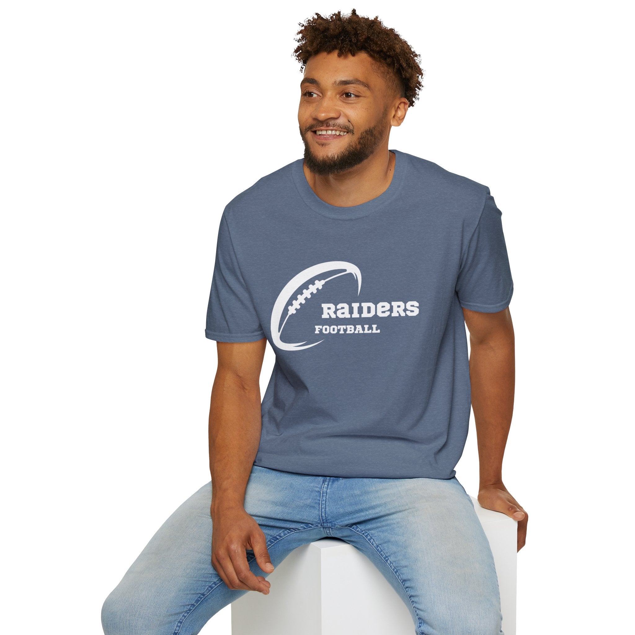 All White Raiders Fan Football Shirt, Unisex Softstyle T-Shirt, Football Fan Tee, Football Fan Gift, Sports Fan Apparel