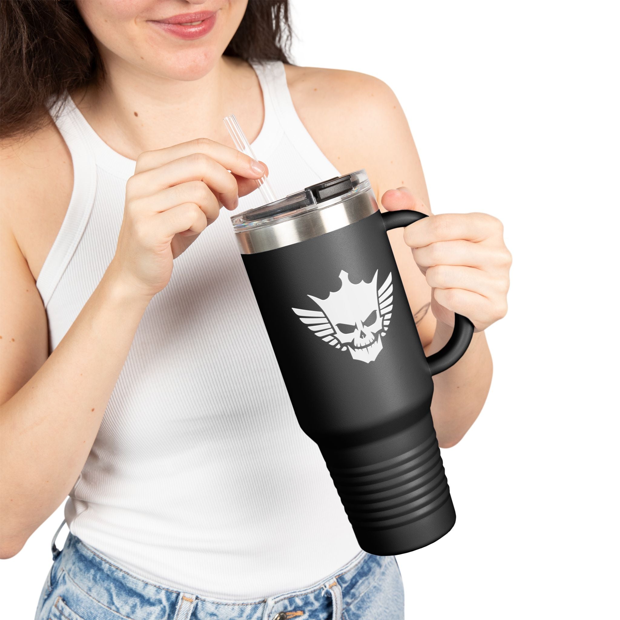 Cody Rhodes White Skull Graphic Design,  Insulated Travel Mug, Gift for Her Gift for Him - 40oz, Gift for Her, Gift for Him