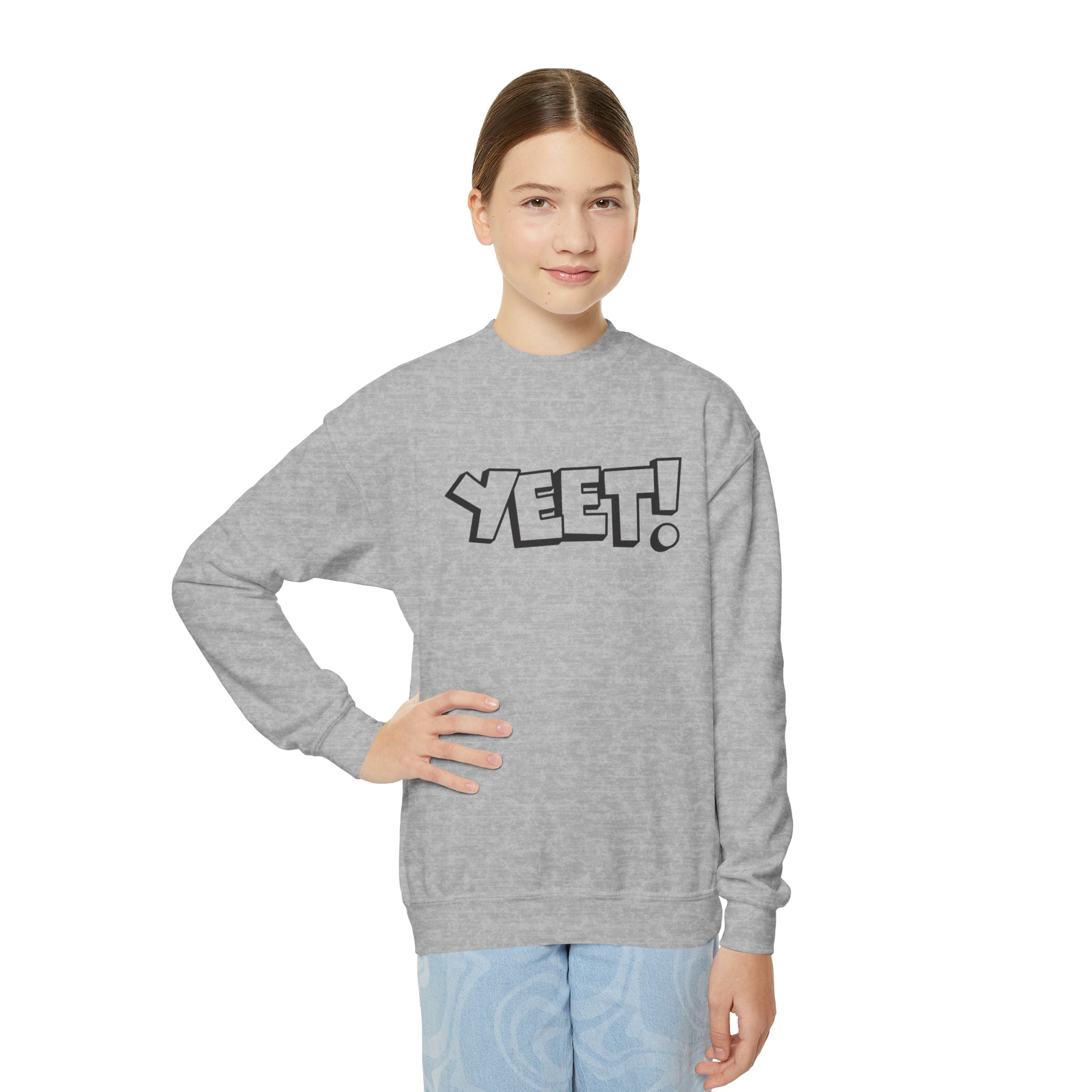 Yeet, Youth Sports Fan Crewneck Sweatshirt for Kids, Perfect Gift for Kids, Unisex Sweatshirt, Casual Outwear, Graphic Sweatshirt